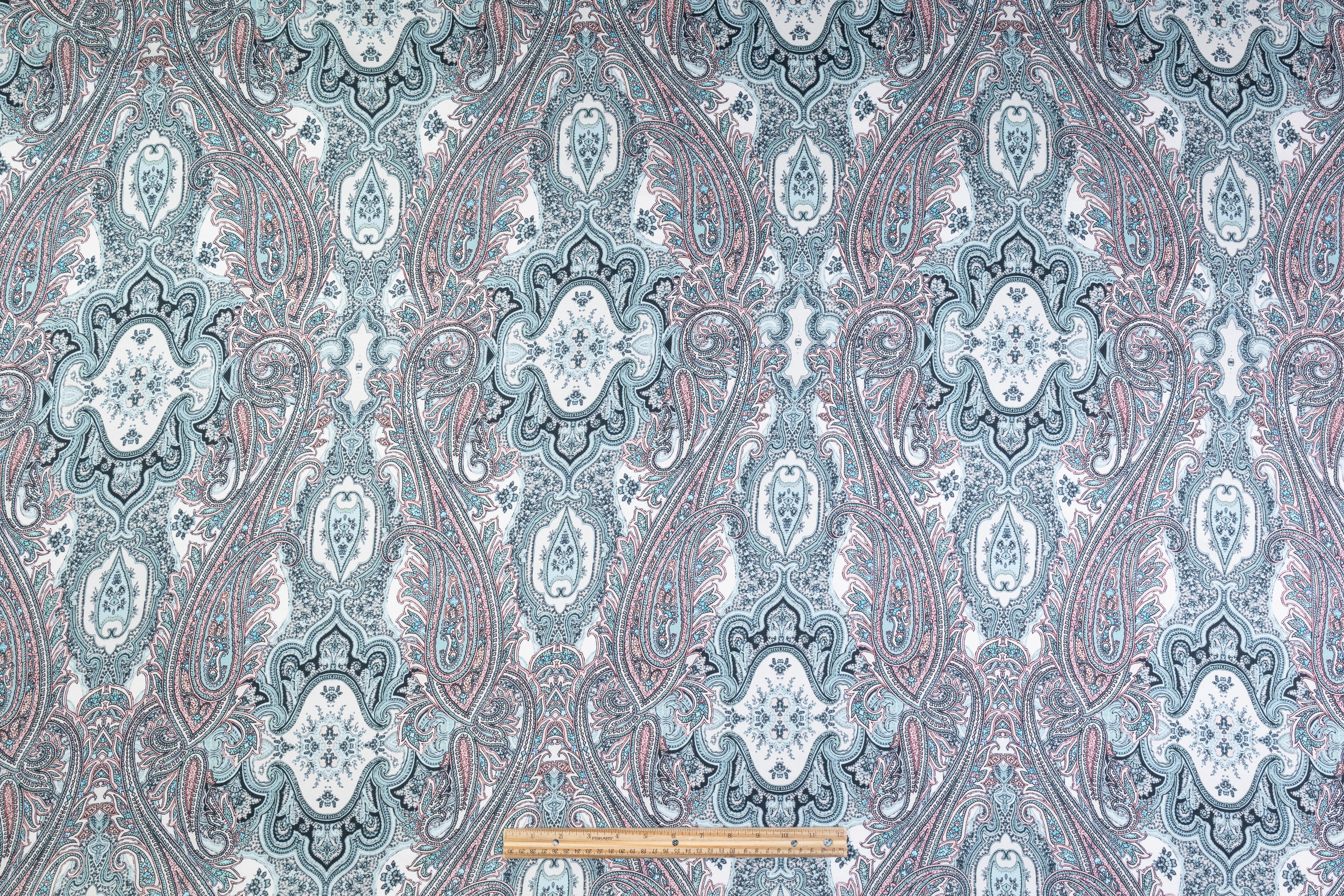 Paisley Italian Silk Twill - Teal / Mauve