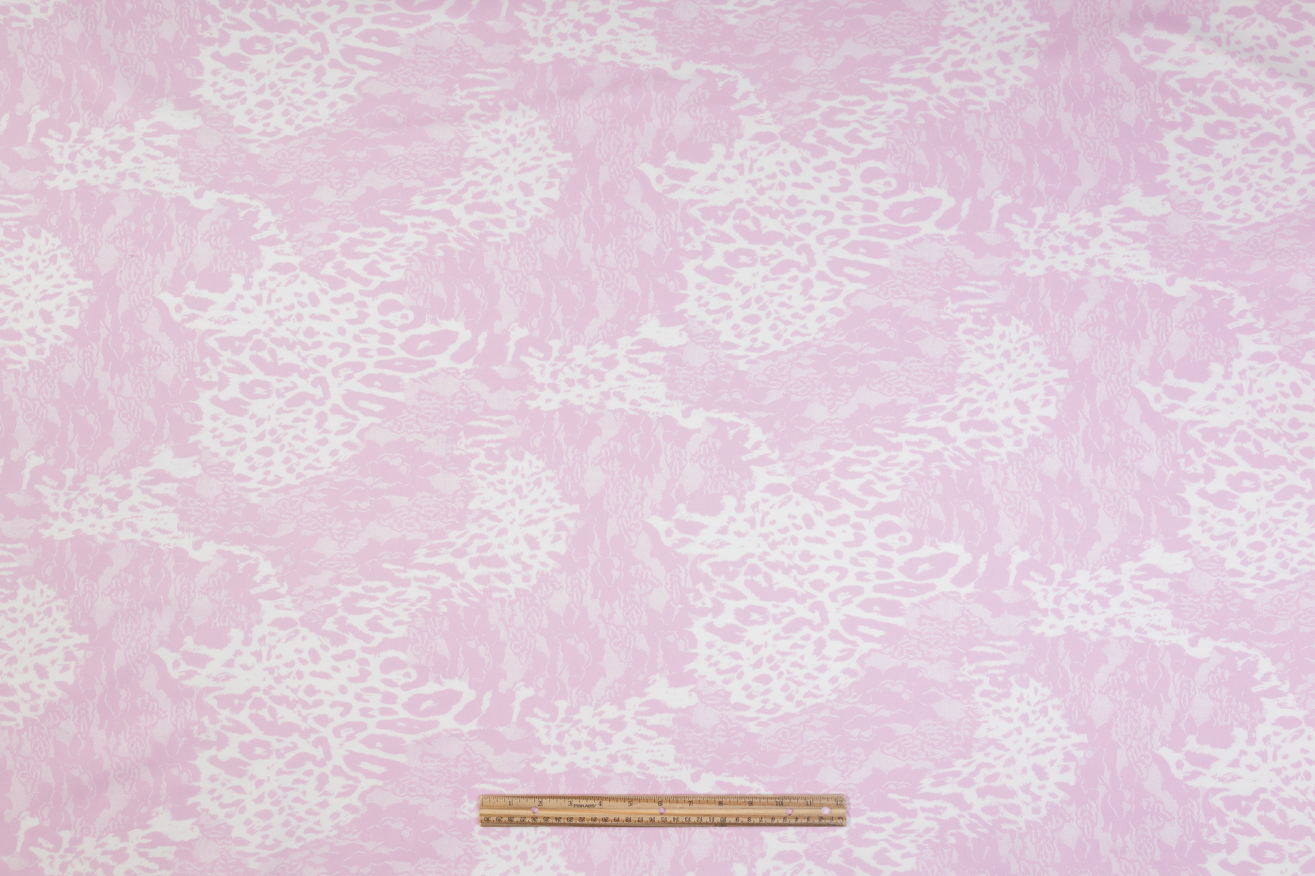 Abstract Cheetah Print Italian Cotton Twill - Pink / White