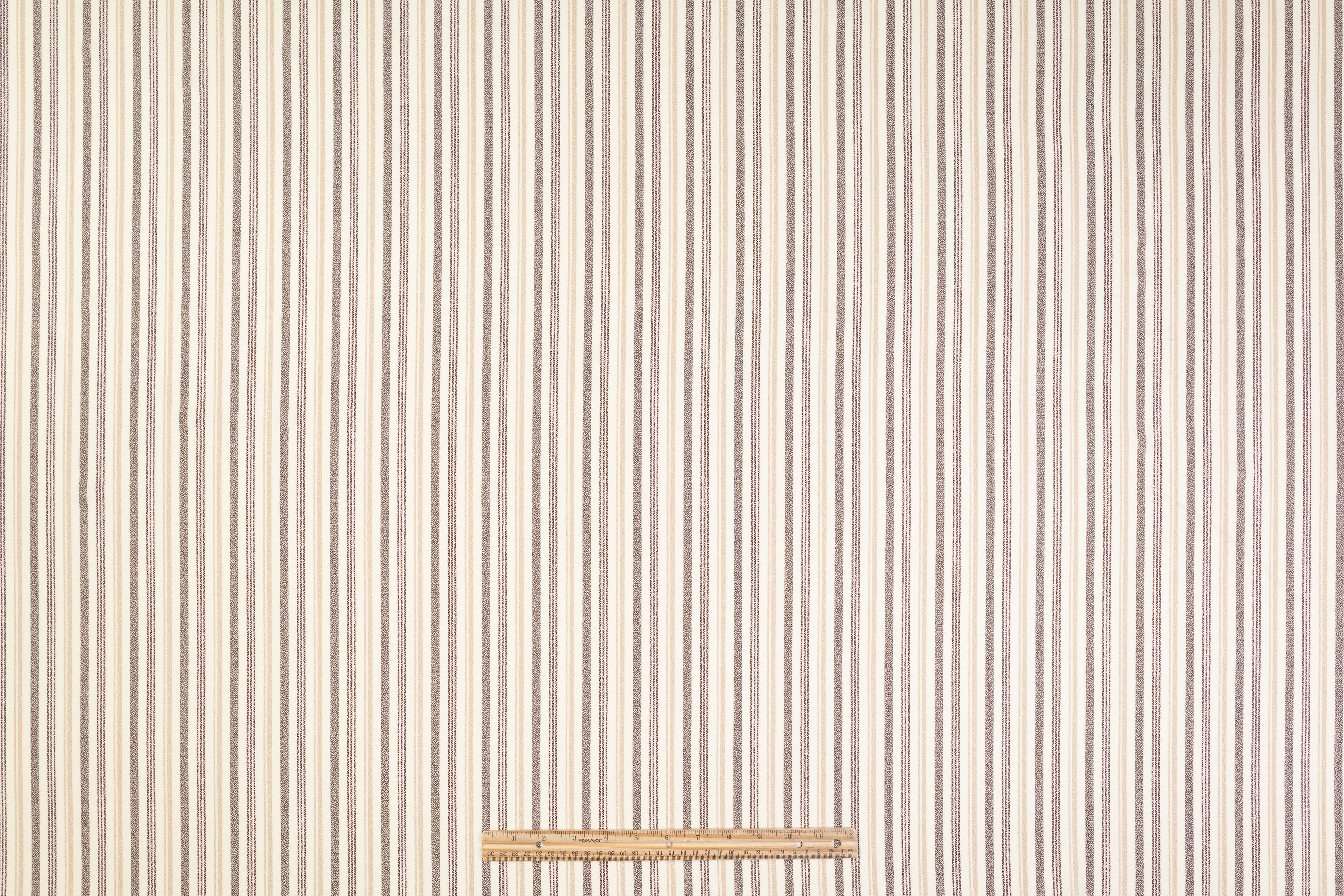 Striped Italian Wool Suiting - Cream / Taupe