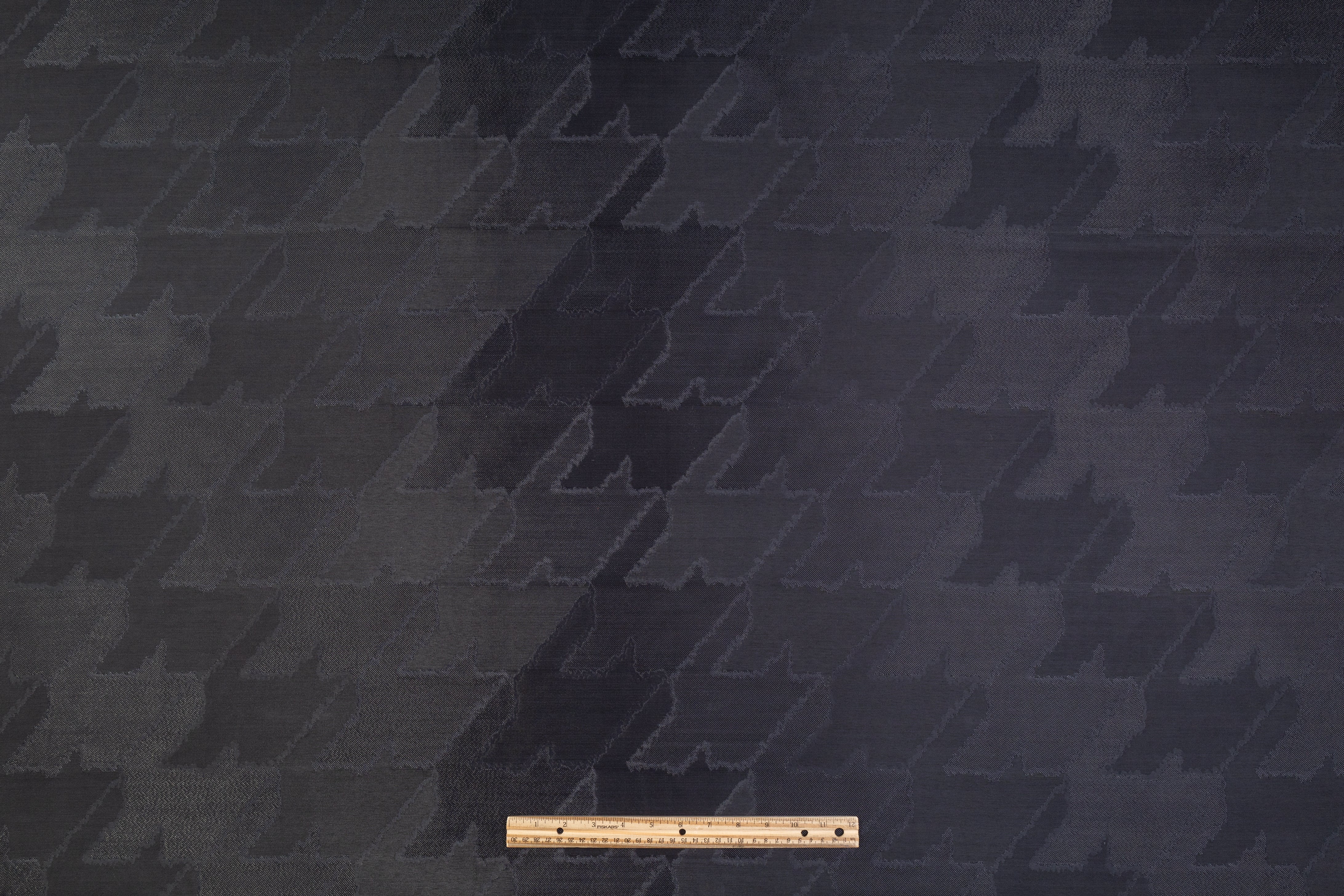 Houndstooth Italian Wool Blend Brocade - Black