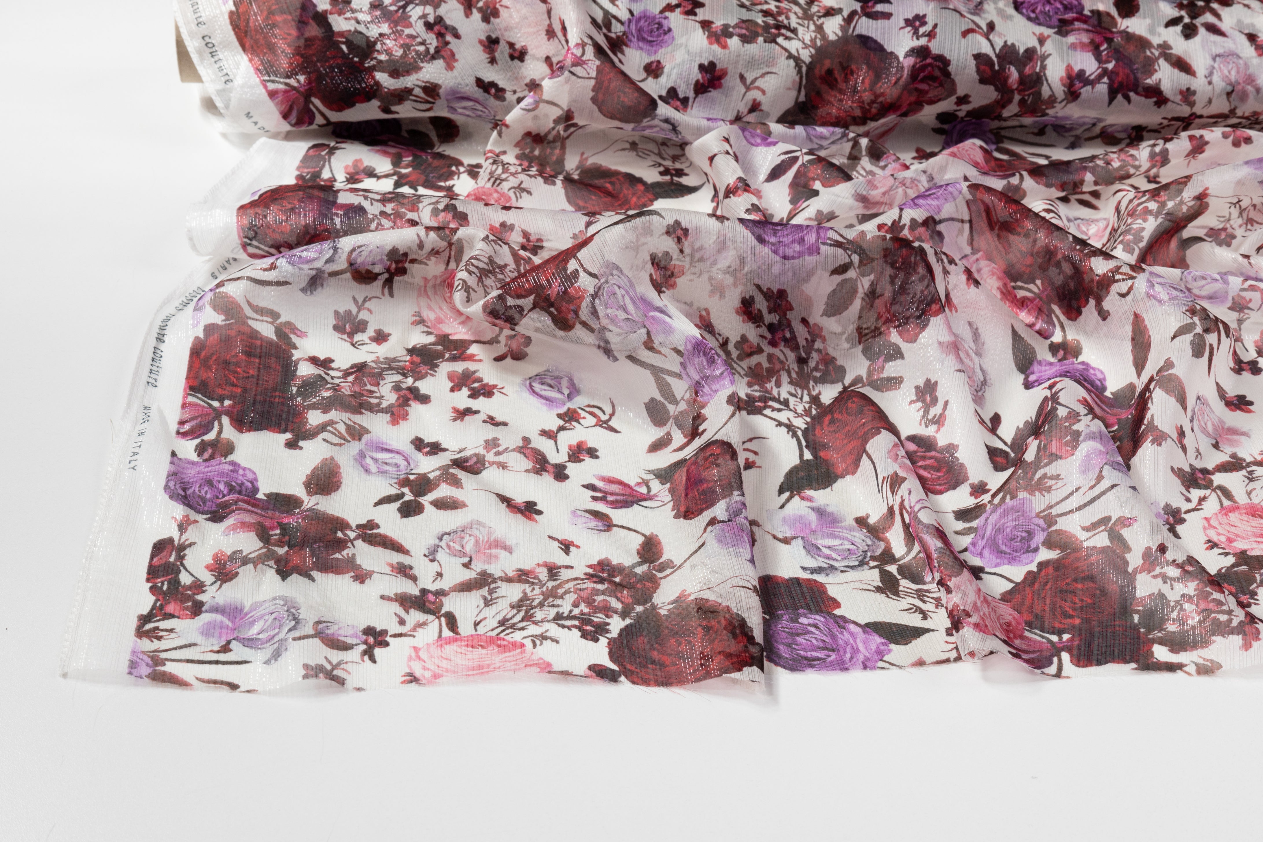 Emanuel Ungaro - Silk Chiffon Lamé - Burgundy / Pink / Purple