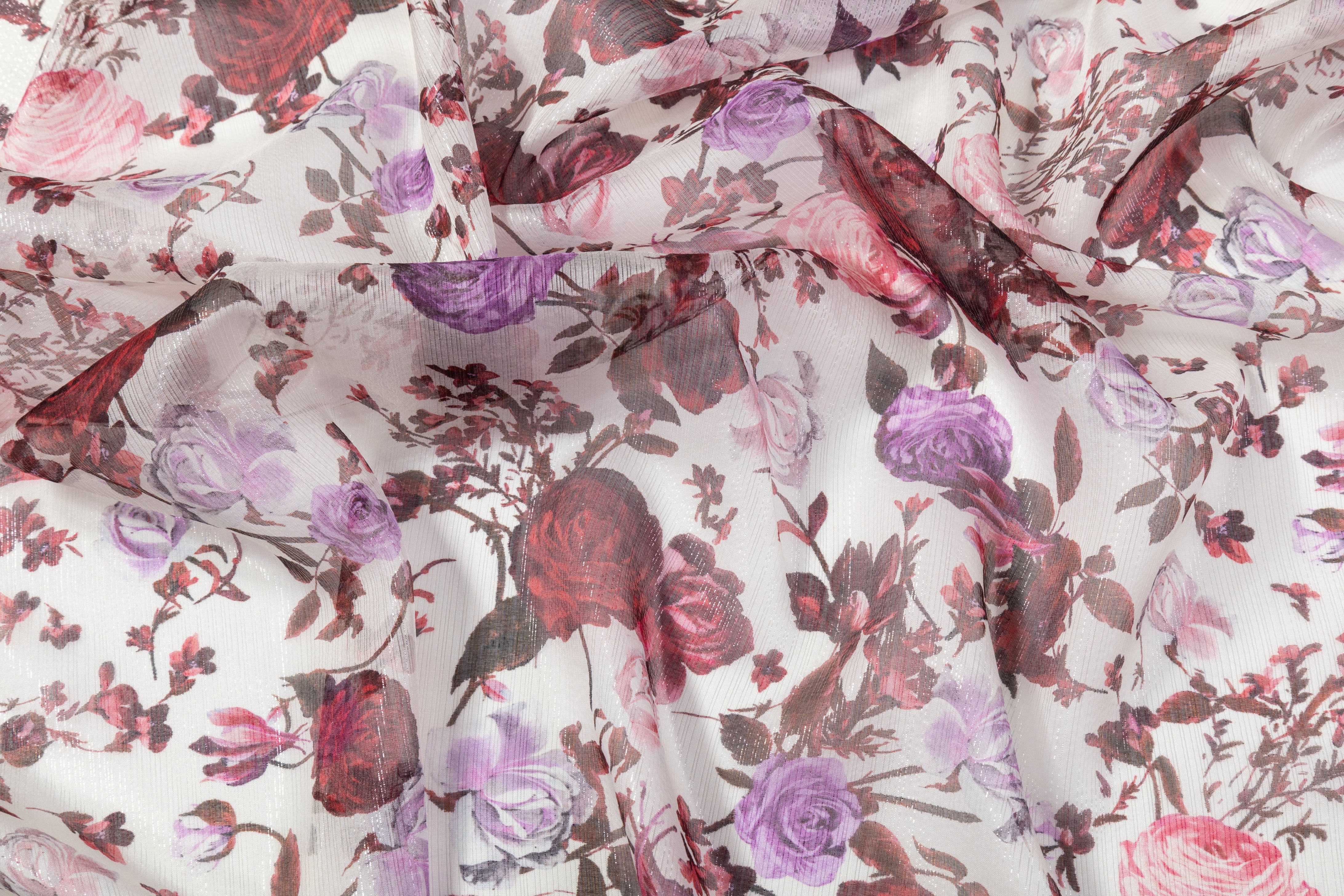 Emanuel Ungaro - Silk Chiffon Lamé - Burgundy / Pink / Purple