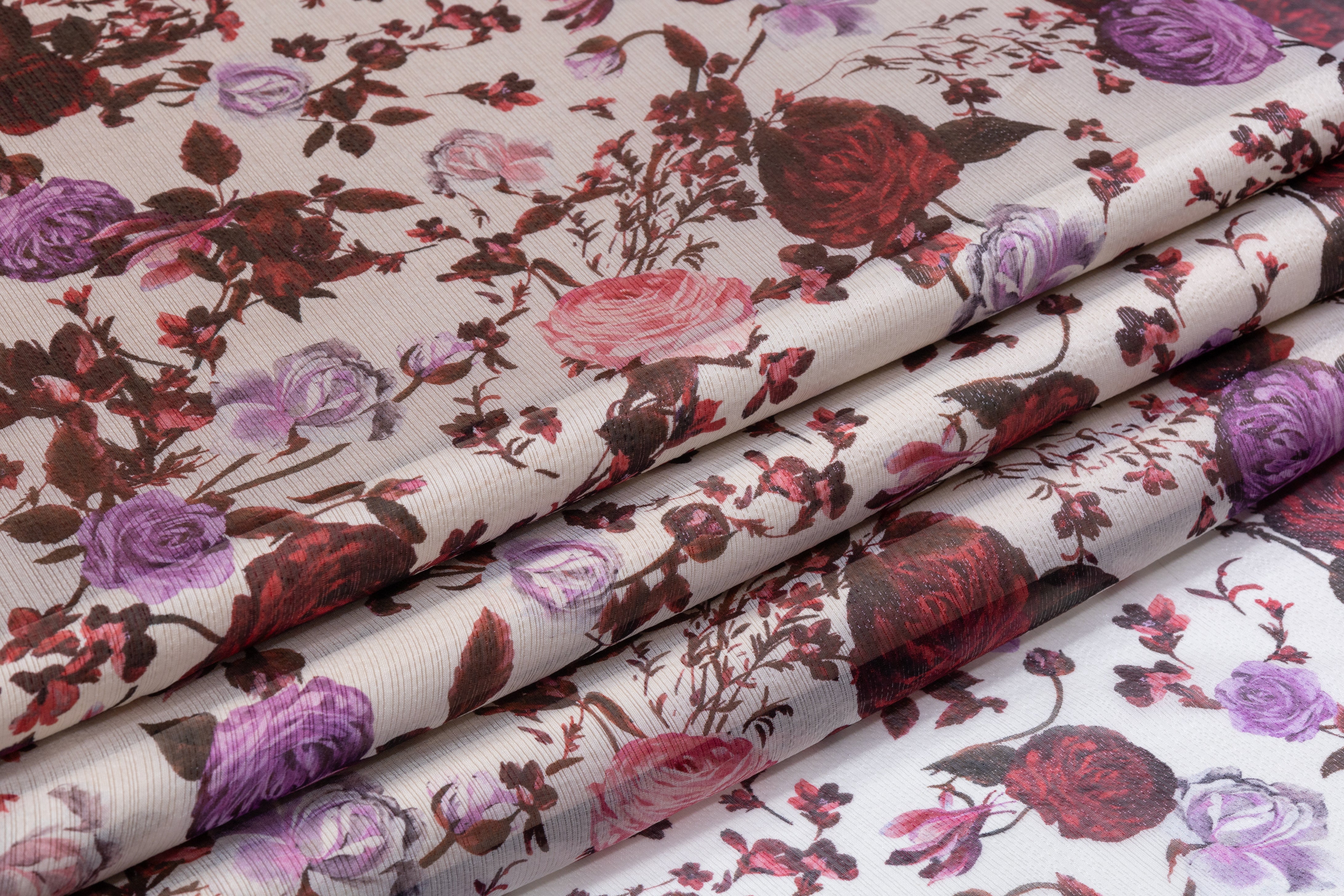 Emanuel Ungaro - Silk Chiffon Lamé - Burgundy / Pink / Purple