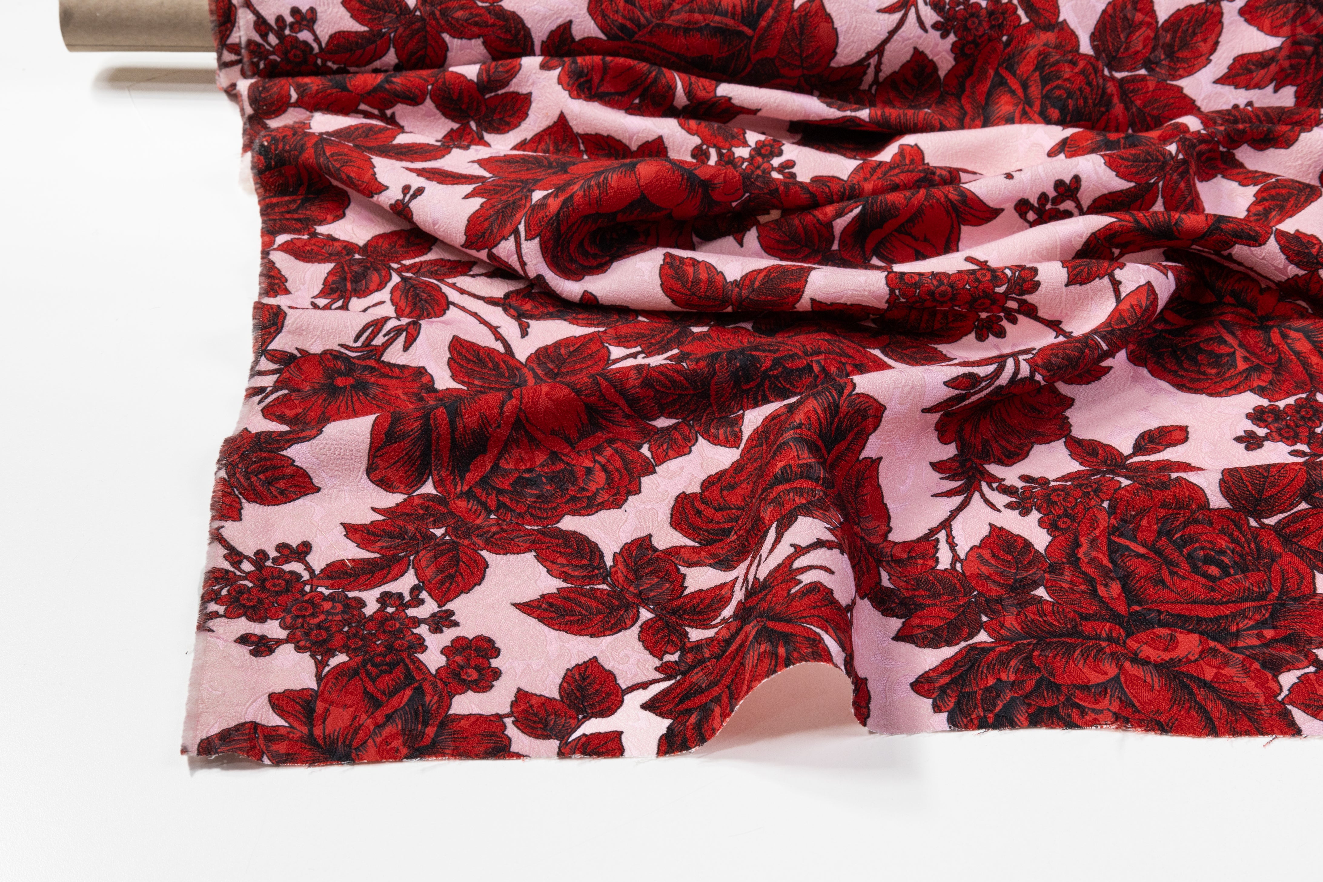 Emanuel Ungaro - Printed Silk Wool Brocade - Pink / Maroon