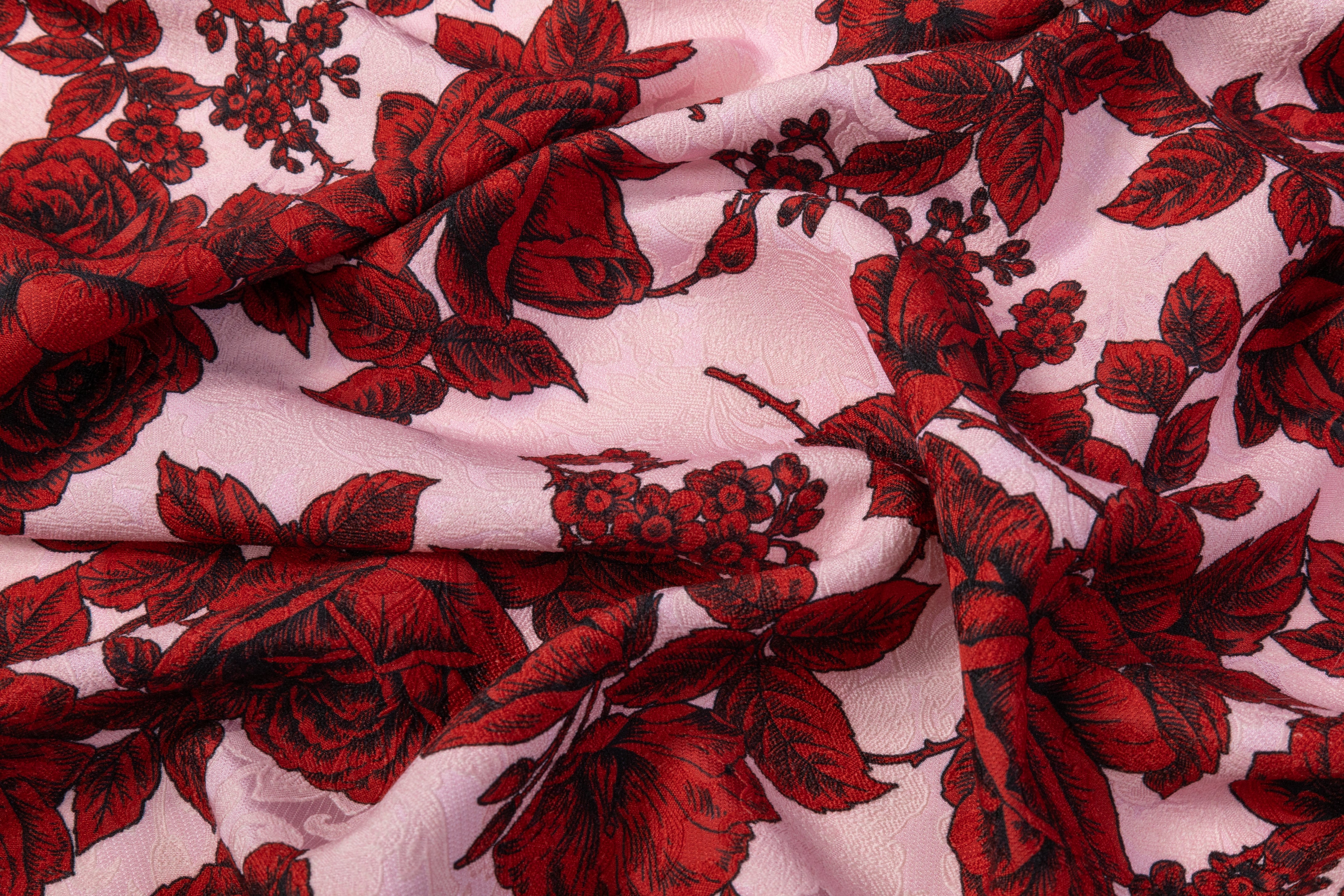 Emanuel Ungaro - Printed Silk Wool Brocade - Pink / Maroon