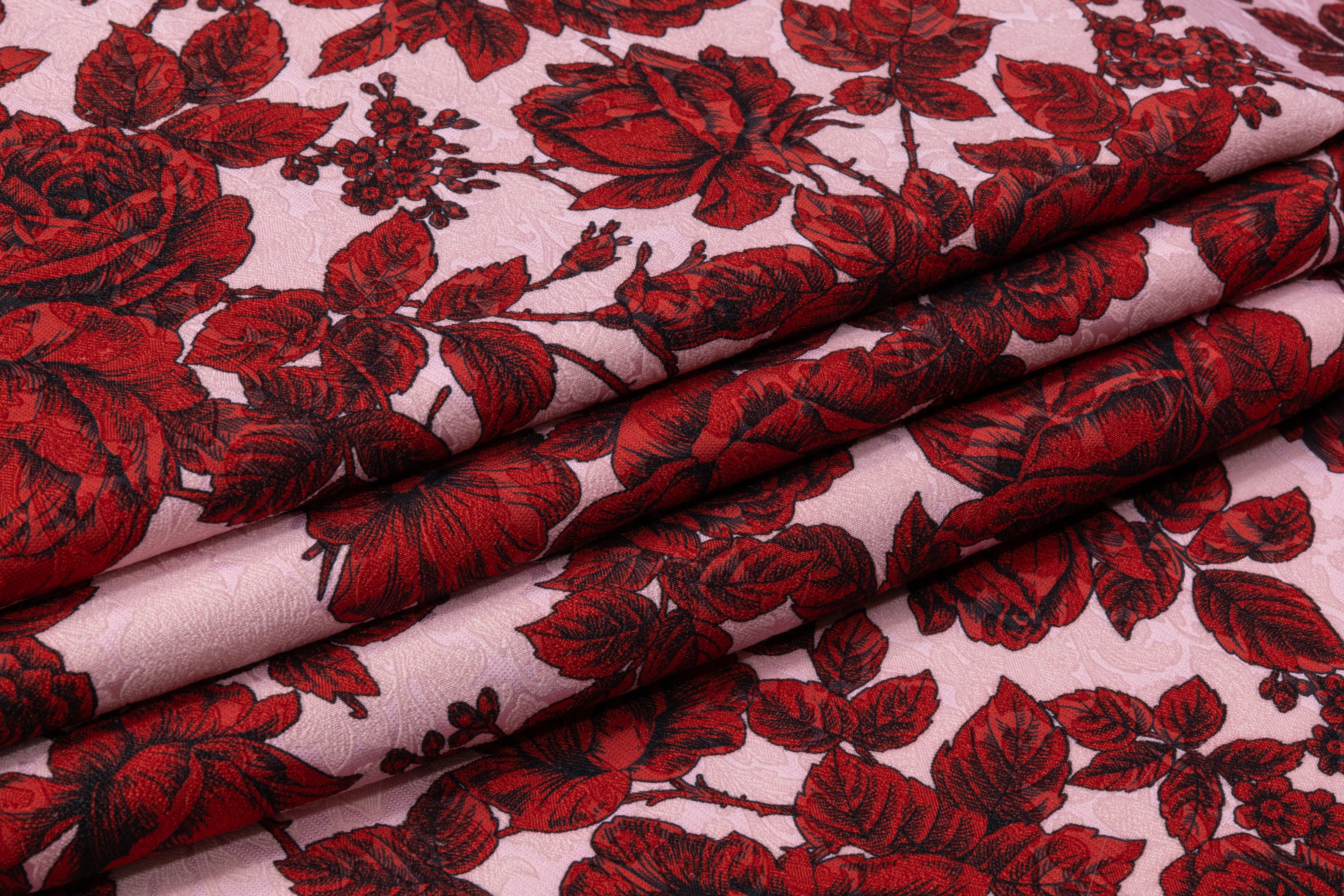 Emanuel Ungaro - Printed Silk Wool Brocade - Pink / Maroon