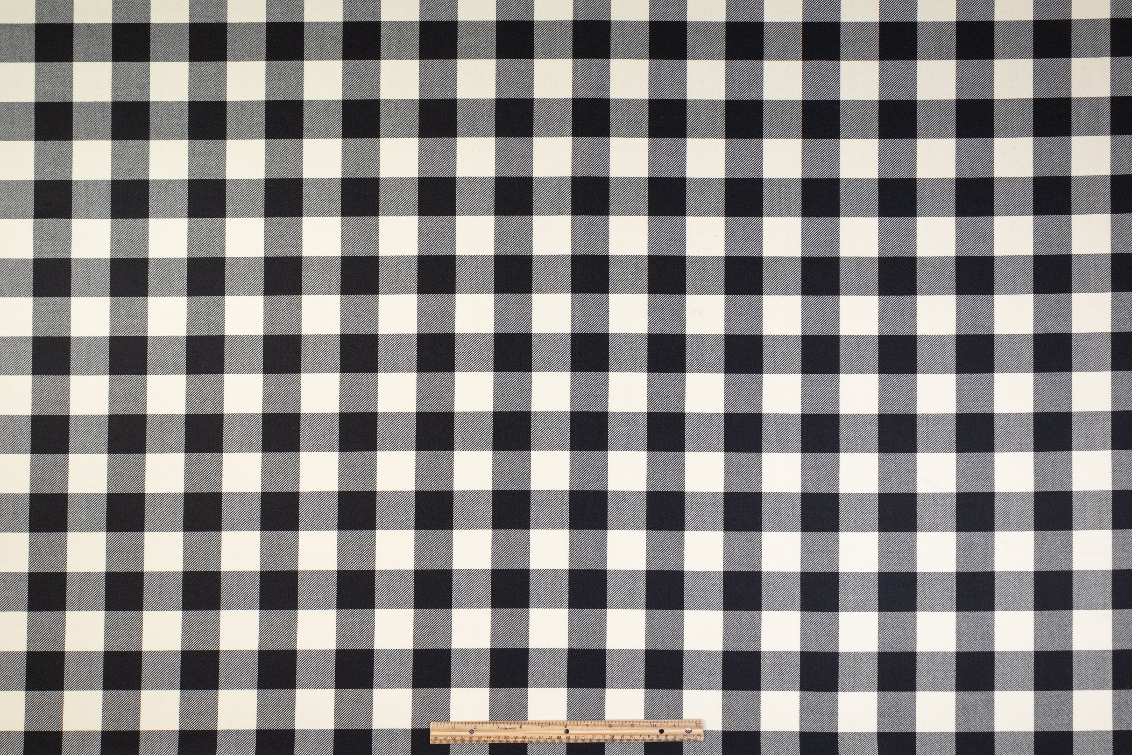 Tartan Italian Wool Suiting - Black / Off White