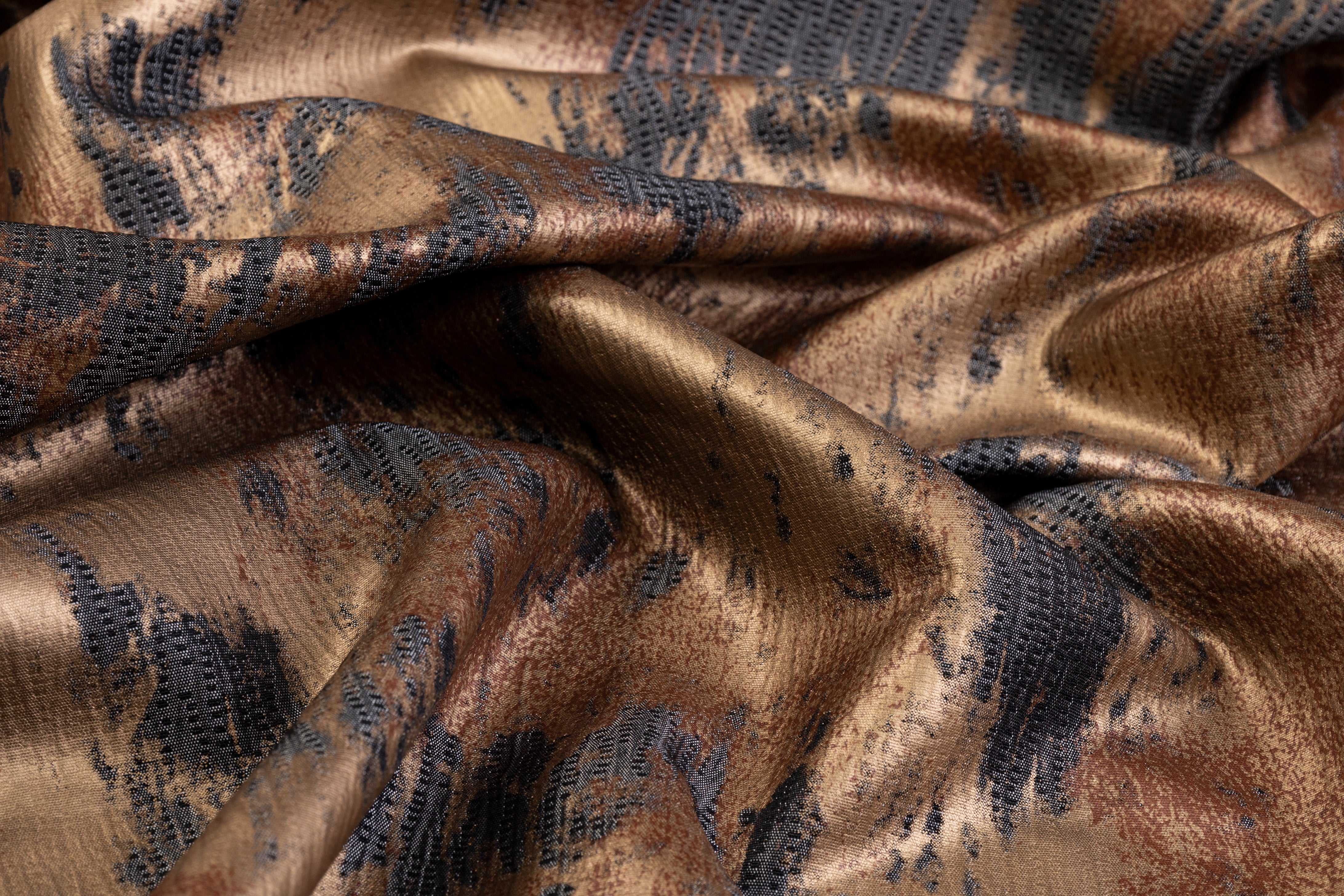 Abstract Metallic Brocade - Copper / Gray