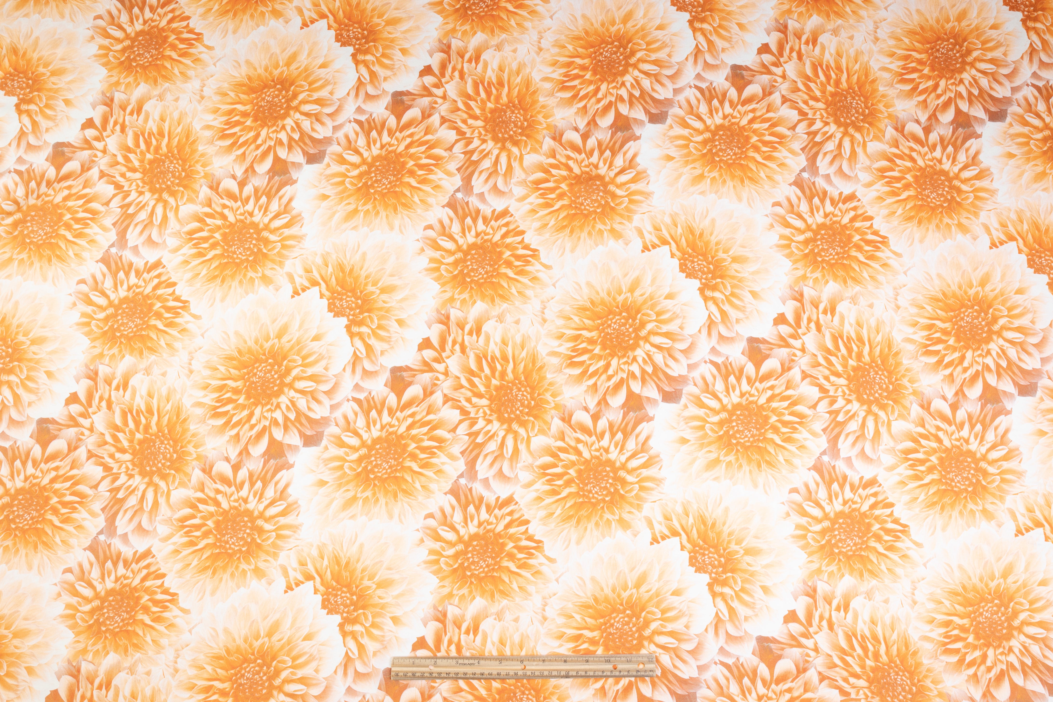 Floral Italian Silk Twill - Orange