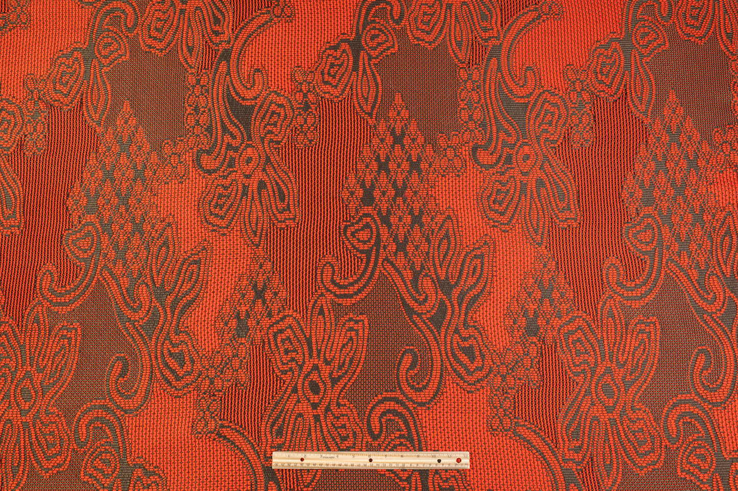 Metallic Italian Wool Blend Brocade - Orange / Antique Gold