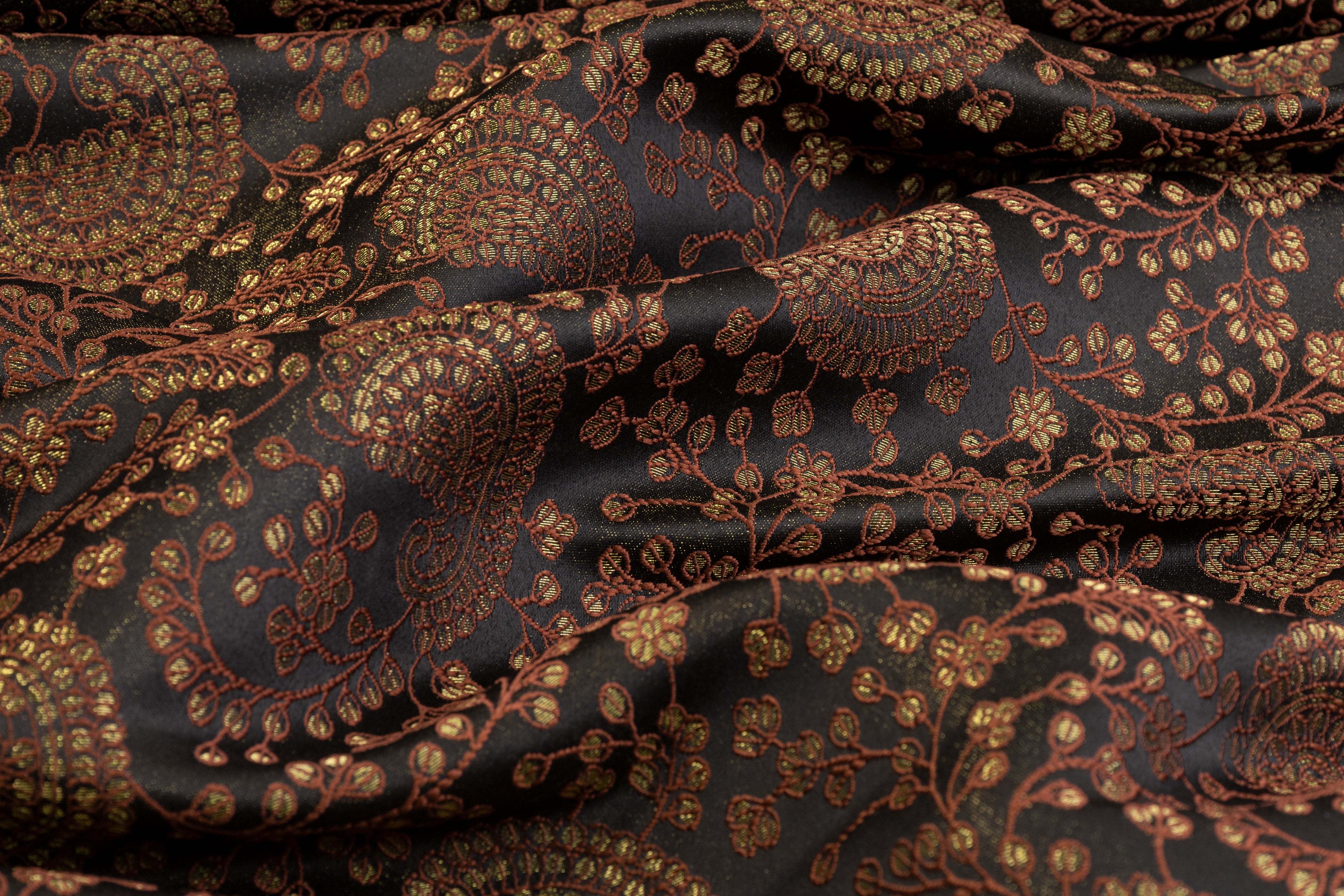 Metallic Scroll Brocade - Bronze / Gold