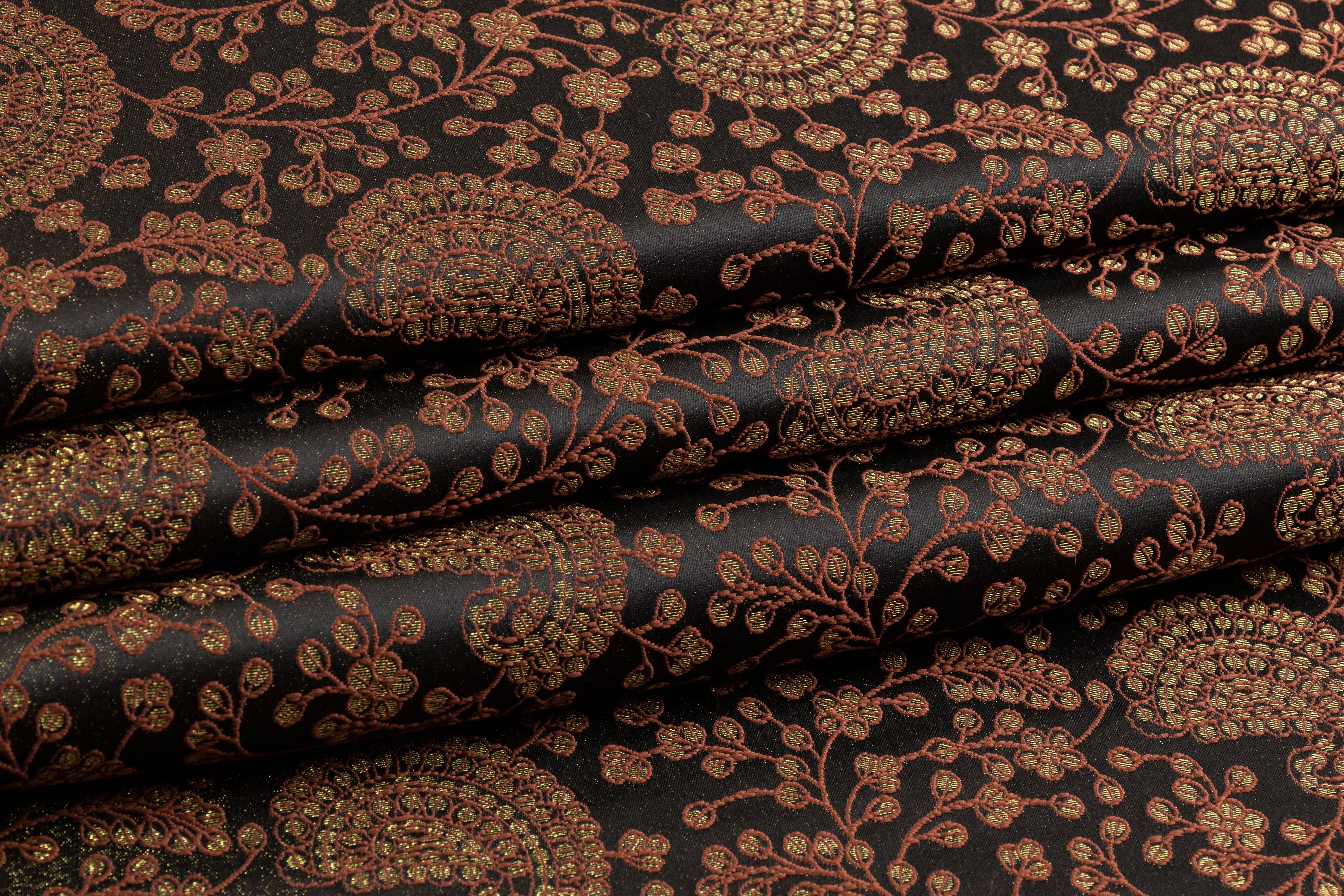 Metallic Scroll Brocade - Bronze / Gold