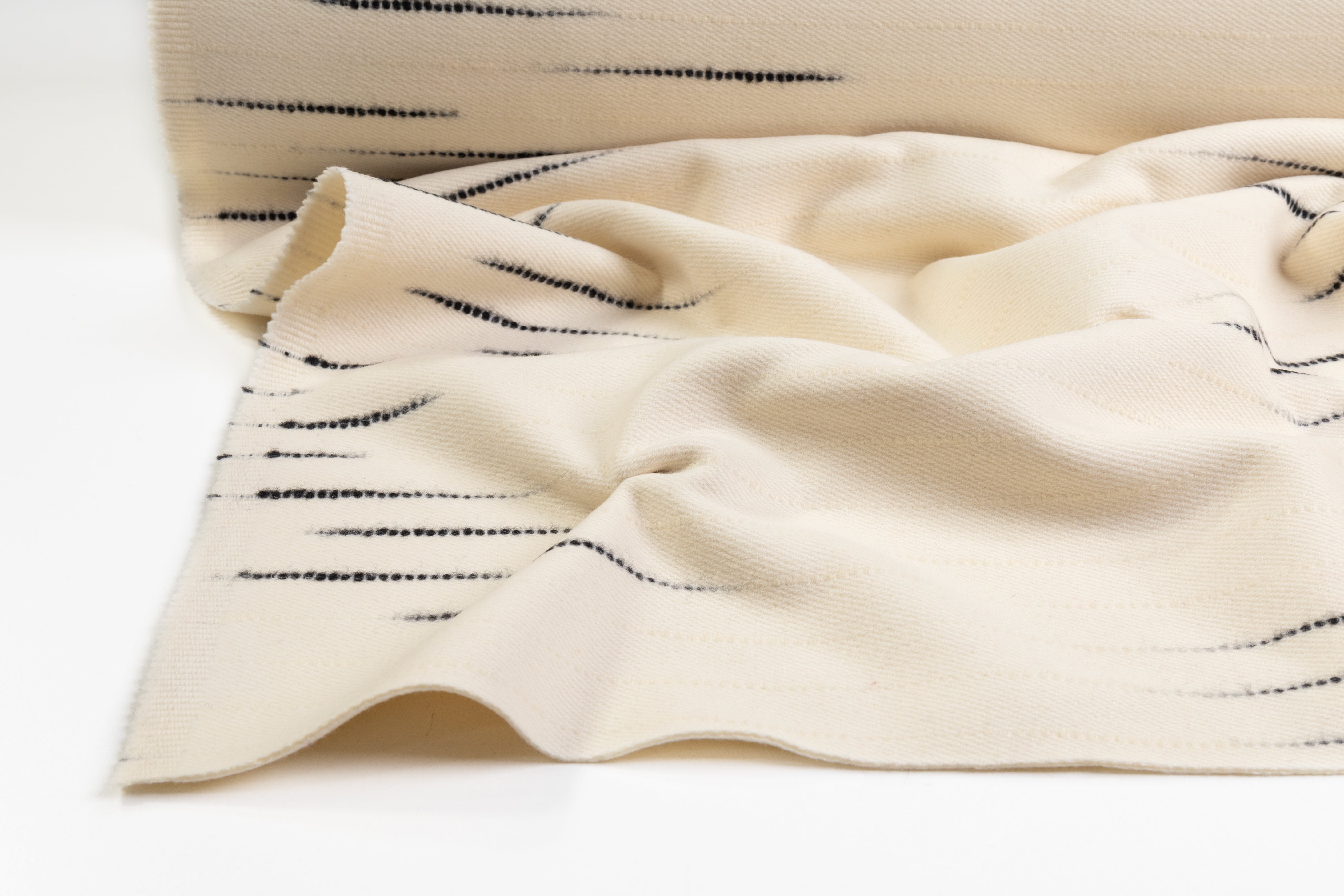 Striated Italian Double Wool Coating - Ivory / Black