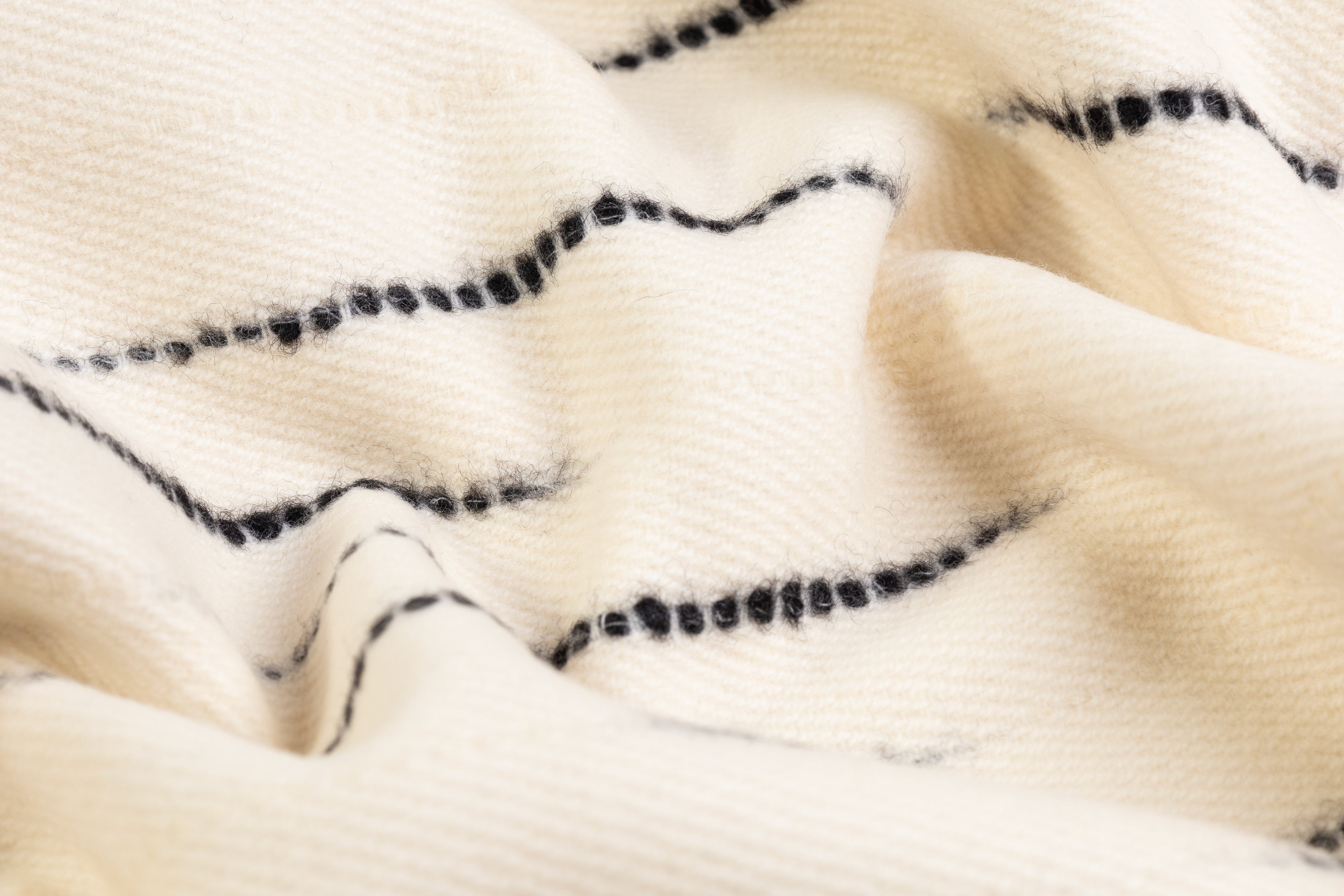 Striated Italian Double Wool Coating - Ivory / Black