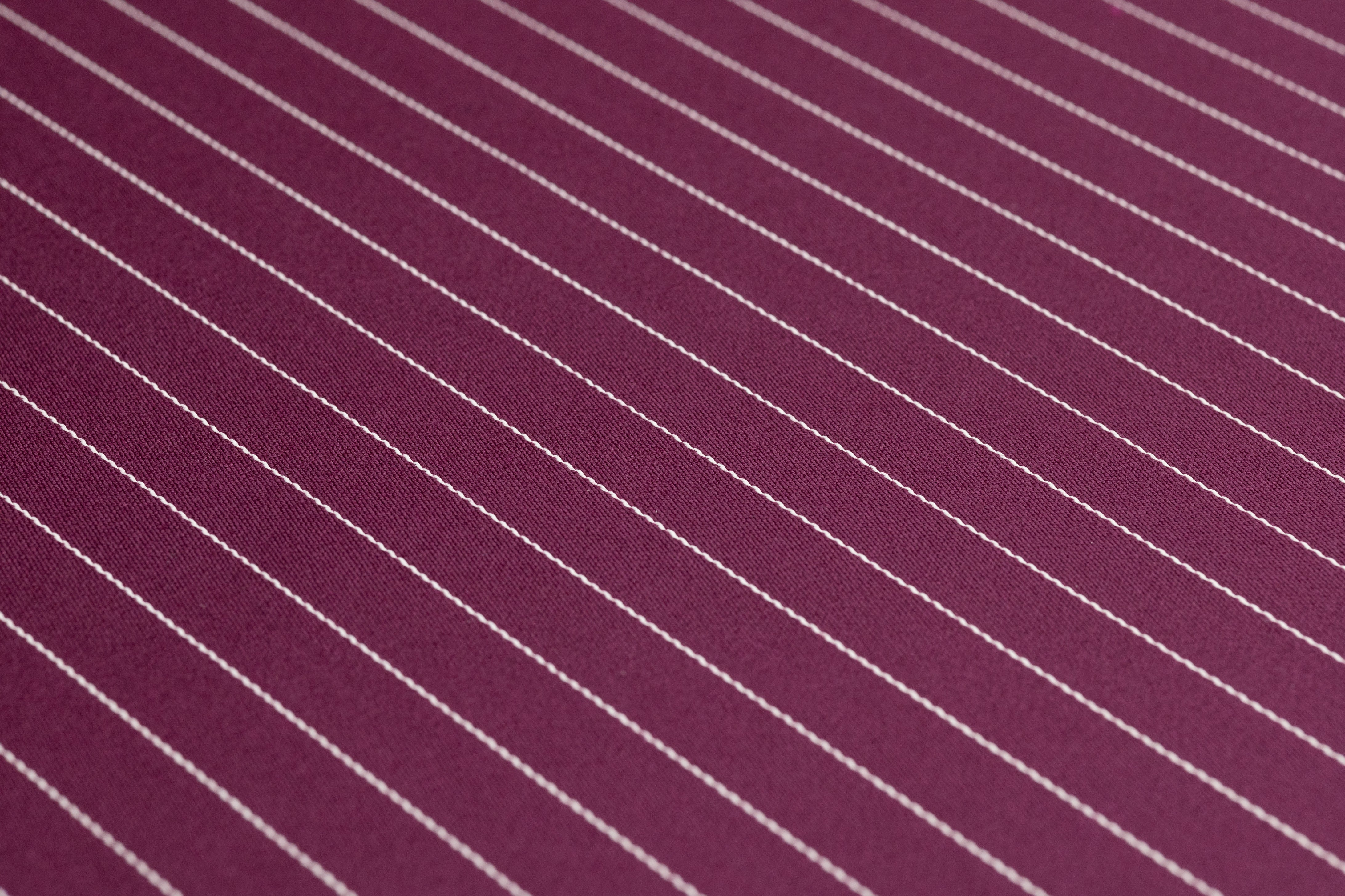 Pin Striped Italian Satin Faille Wool Suiting - Burgundy / White