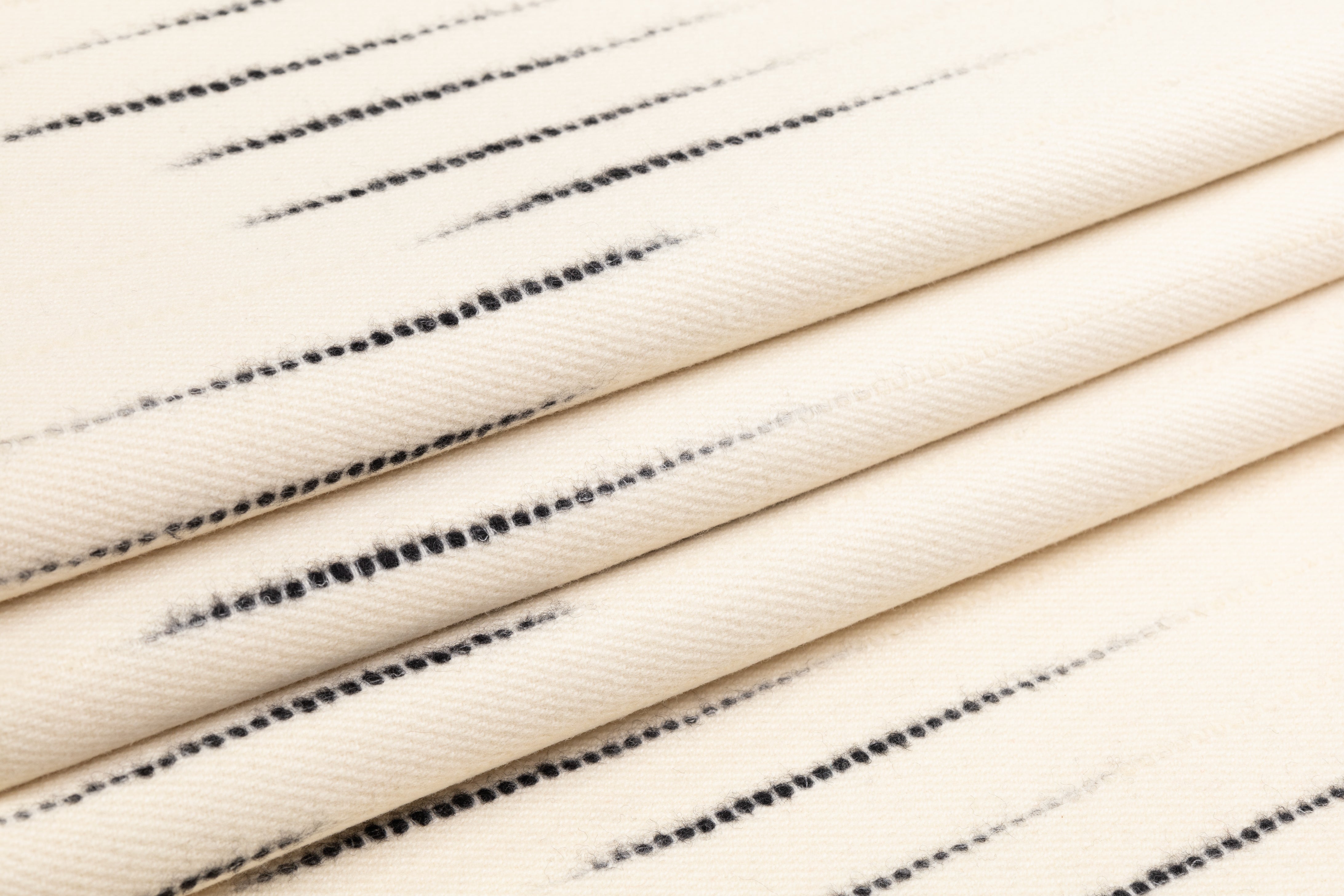 Striated Italian Double Wool Coating - Ivory / Black