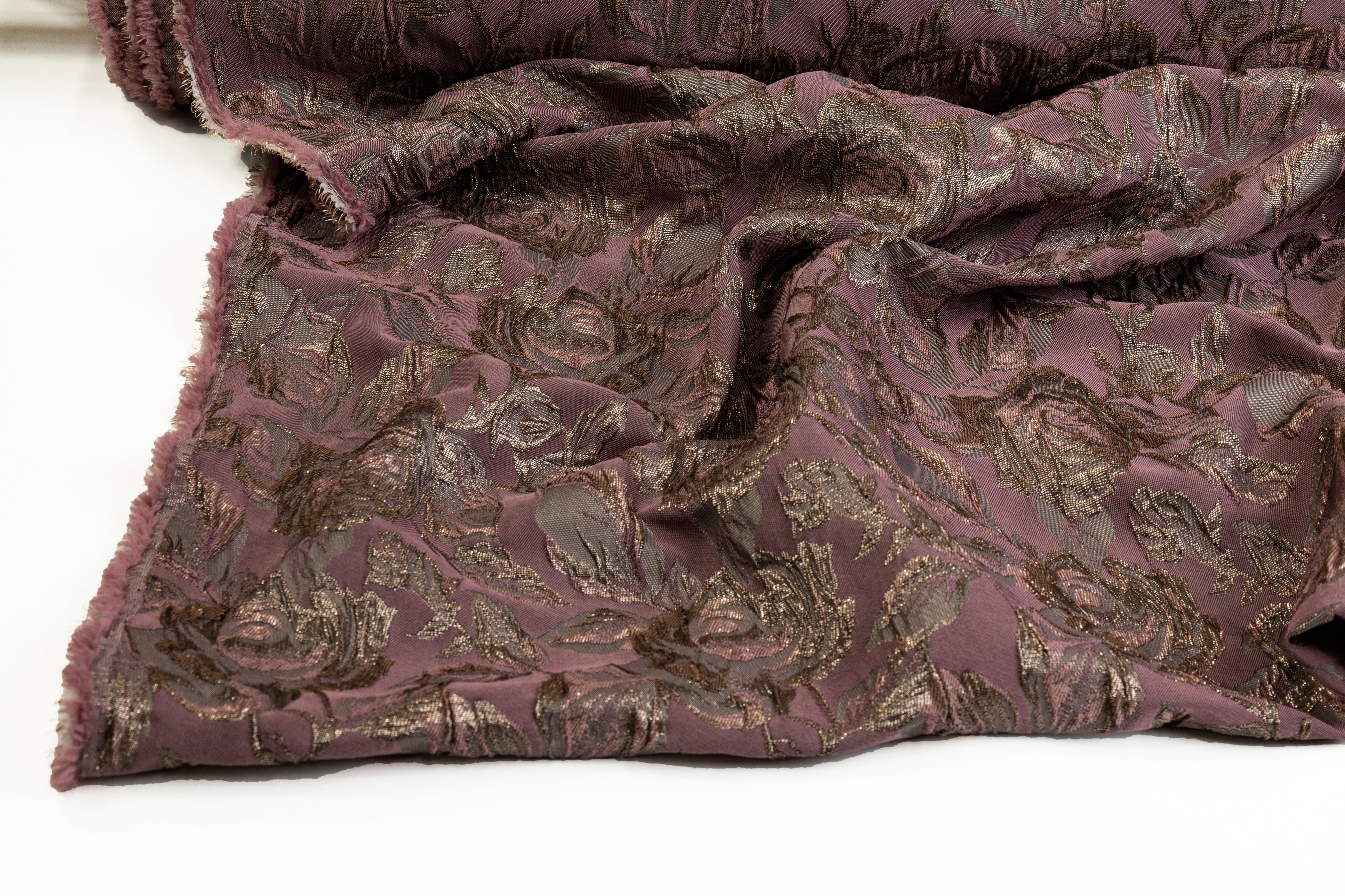 Floral Metallic Crushed Brocade - Mauve