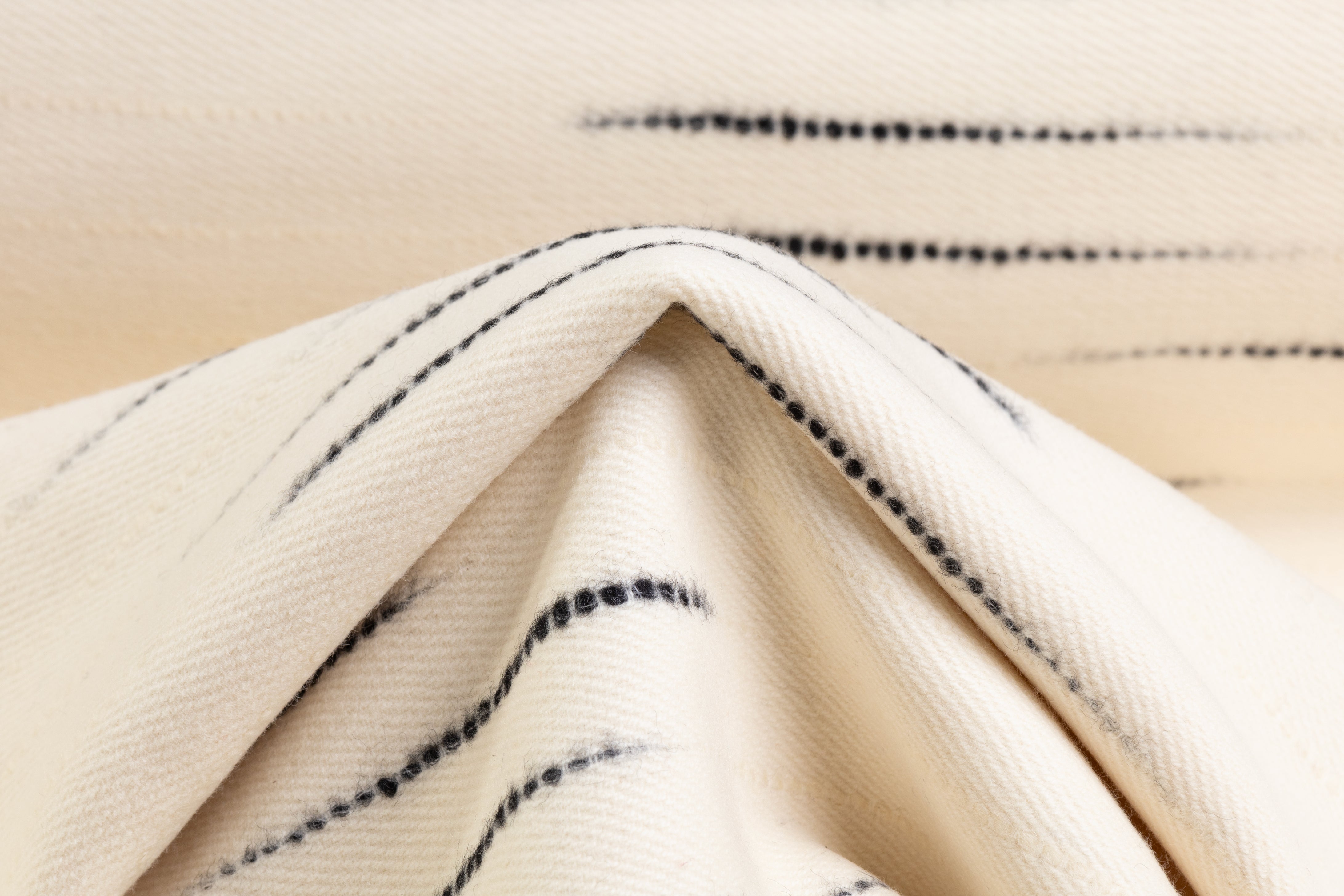 Striated Italian Double Wool Coating - Ivory / Black