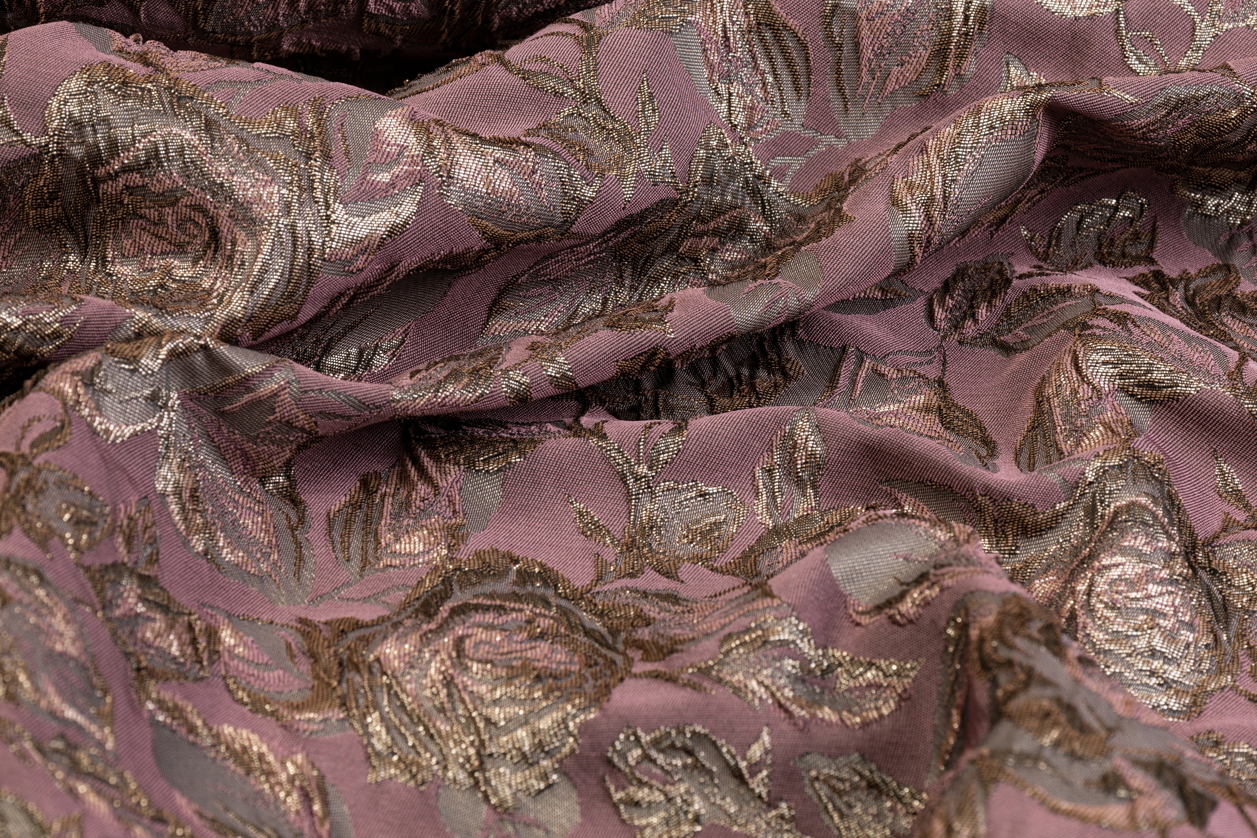 Floral Metallic Crushed Brocade - Mauve