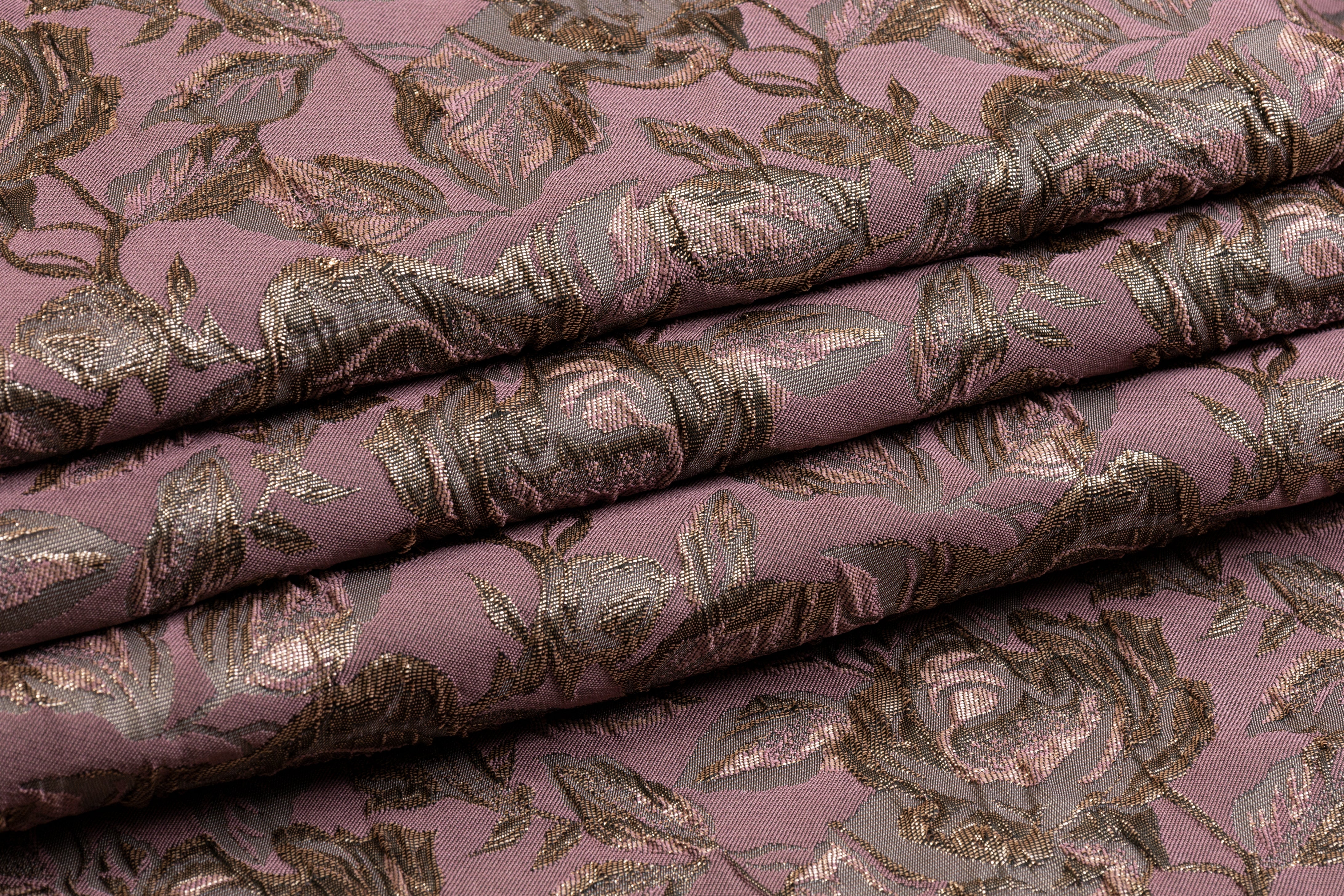 Floral Metallic Crushed Brocade - Mauve