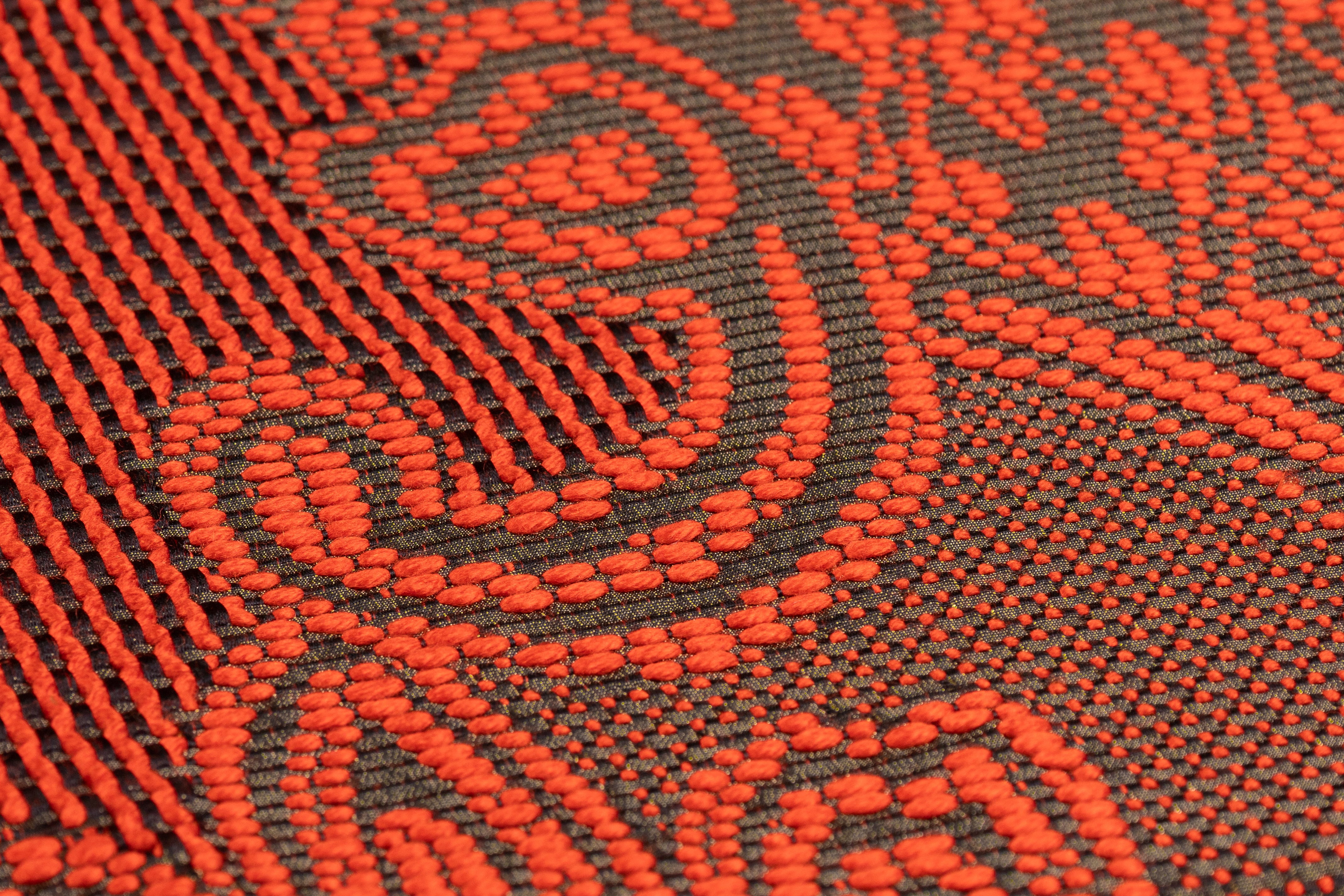 Metallic Italian Wool Blend Brocade - Orange / Antique Gold