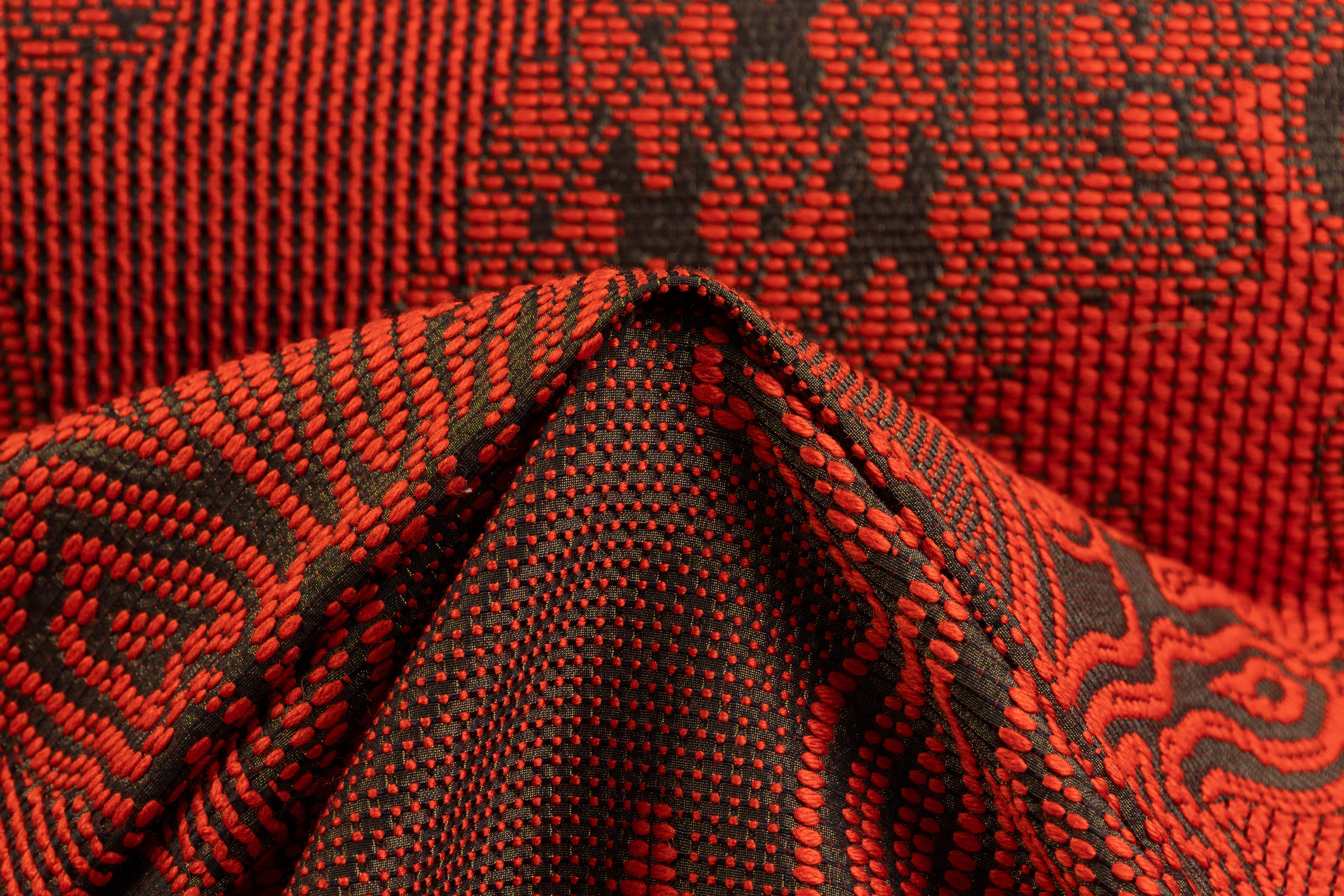 Metallic Italian Wool Blend Brocade - Orange / Antique Gold