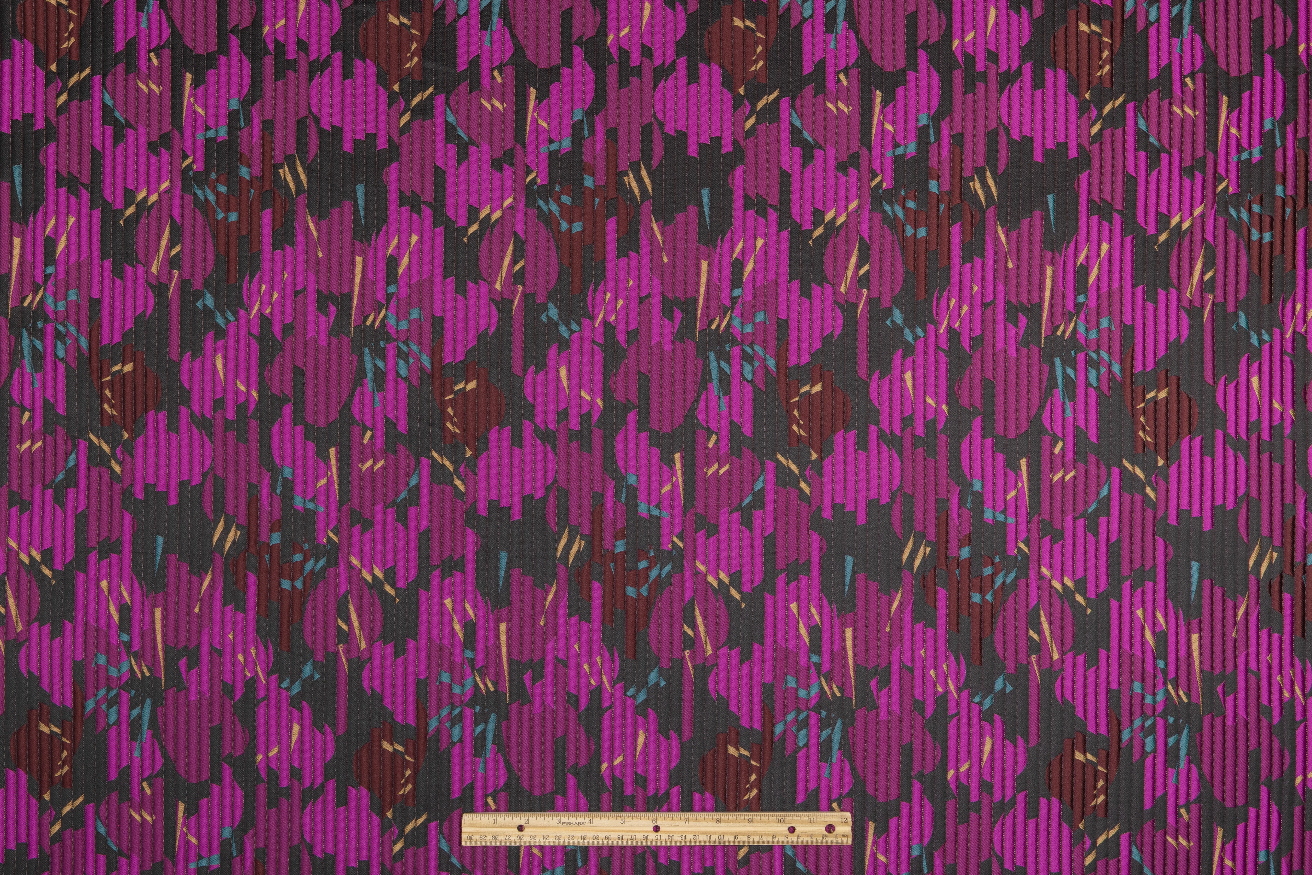 Abstract Ribbed Italian Brocade - Black / Purple