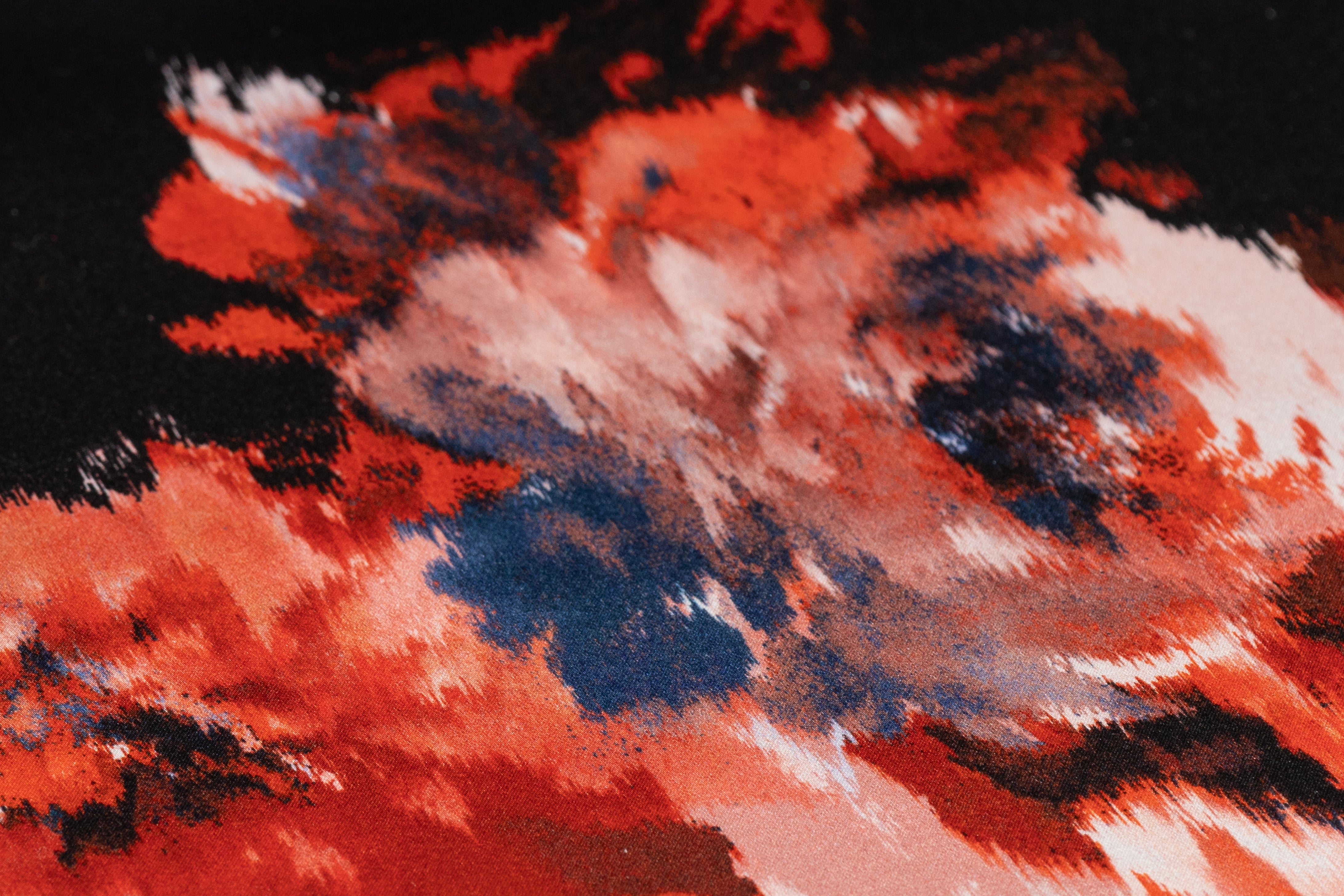 Floral Italian Silk Charmeuse - Black / Red / Blue