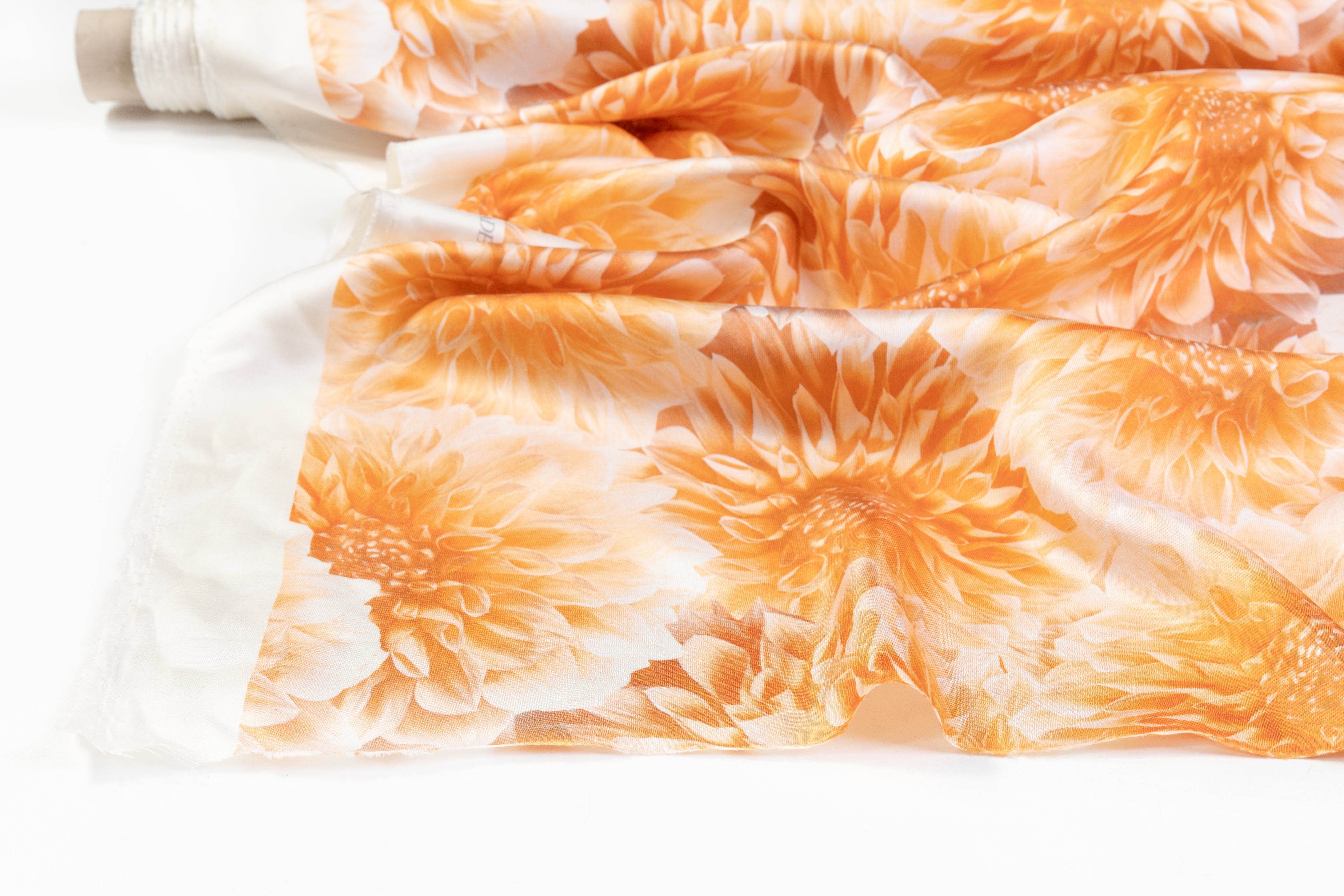 Floral Italian Silk Twill - Orange