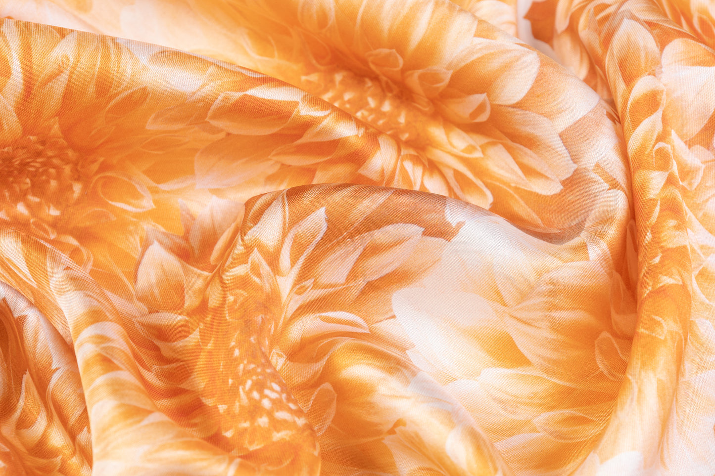 Floral Italian Silk Twill - Orange