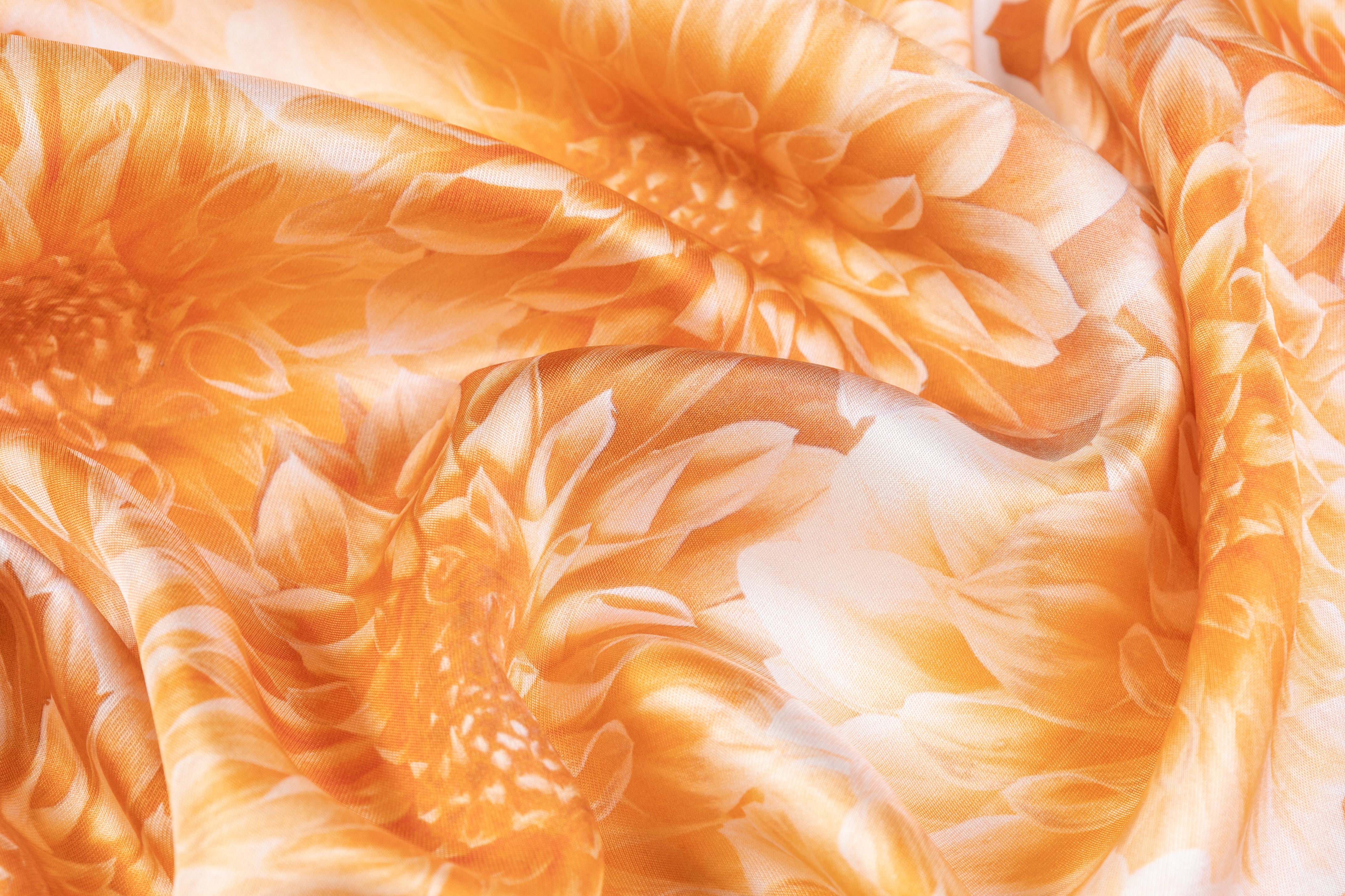 Floral Italian Silk Twill - Orange