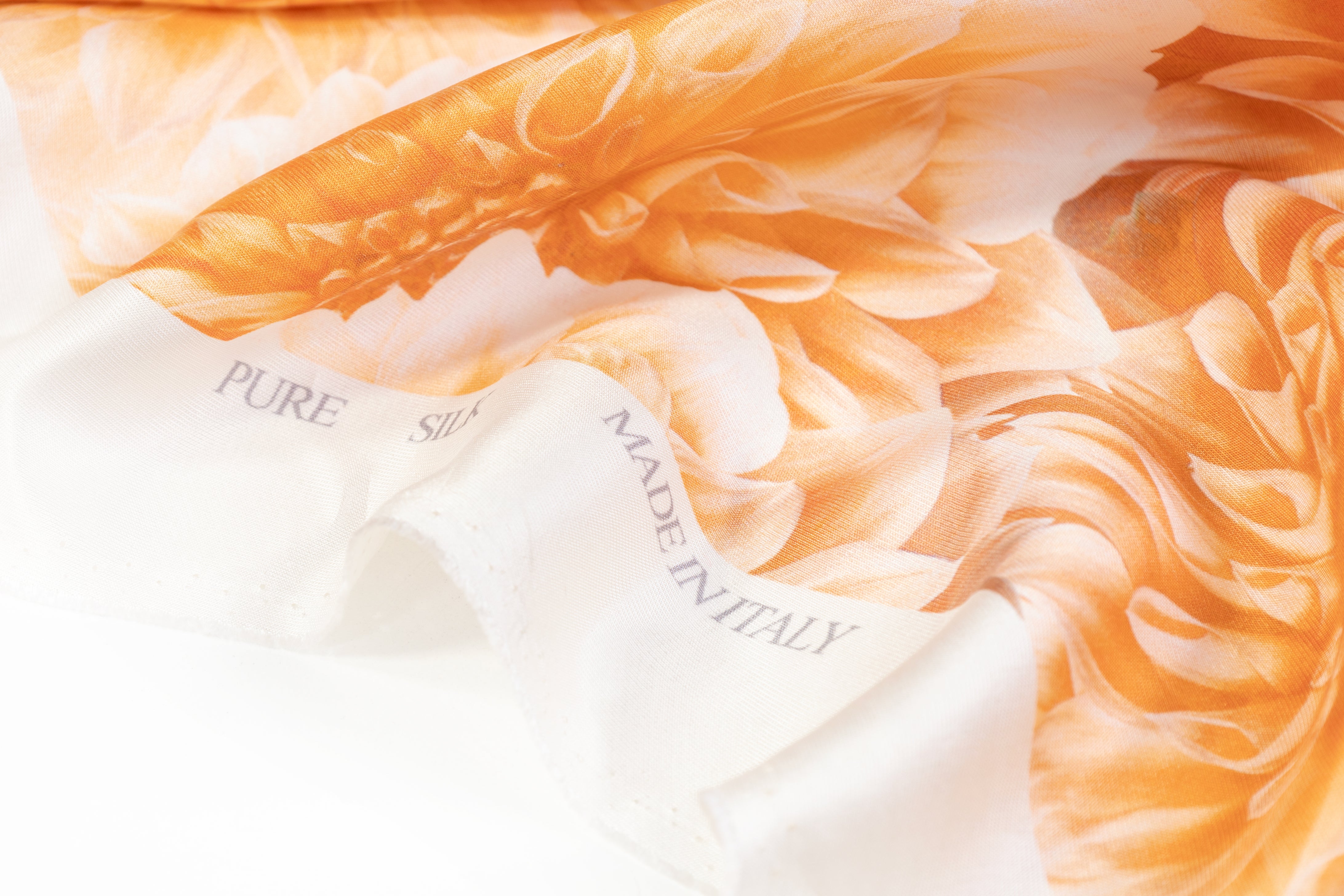Floral Italian Silk Twill - Orange