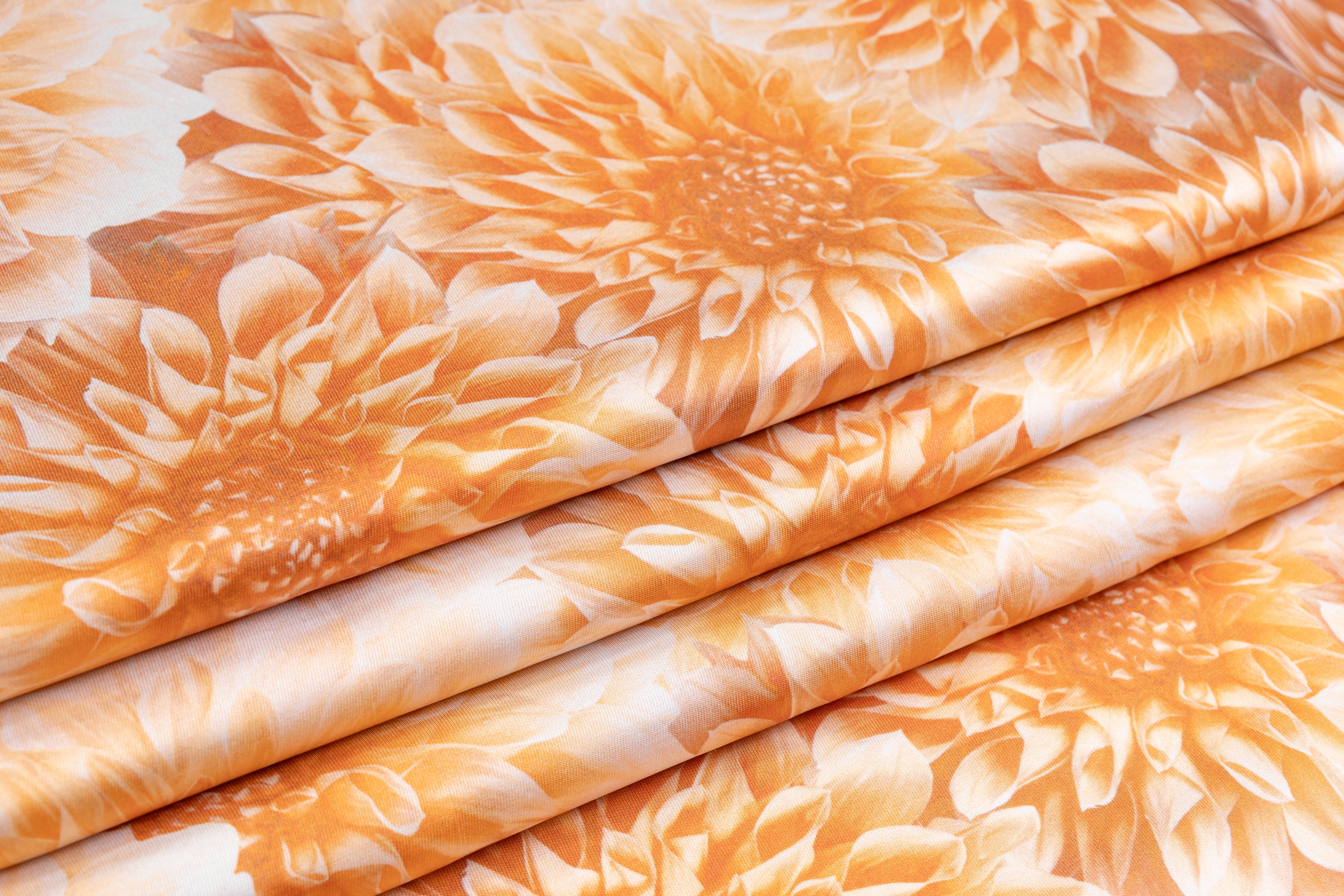 Floral Italian Silk Twill - Orange