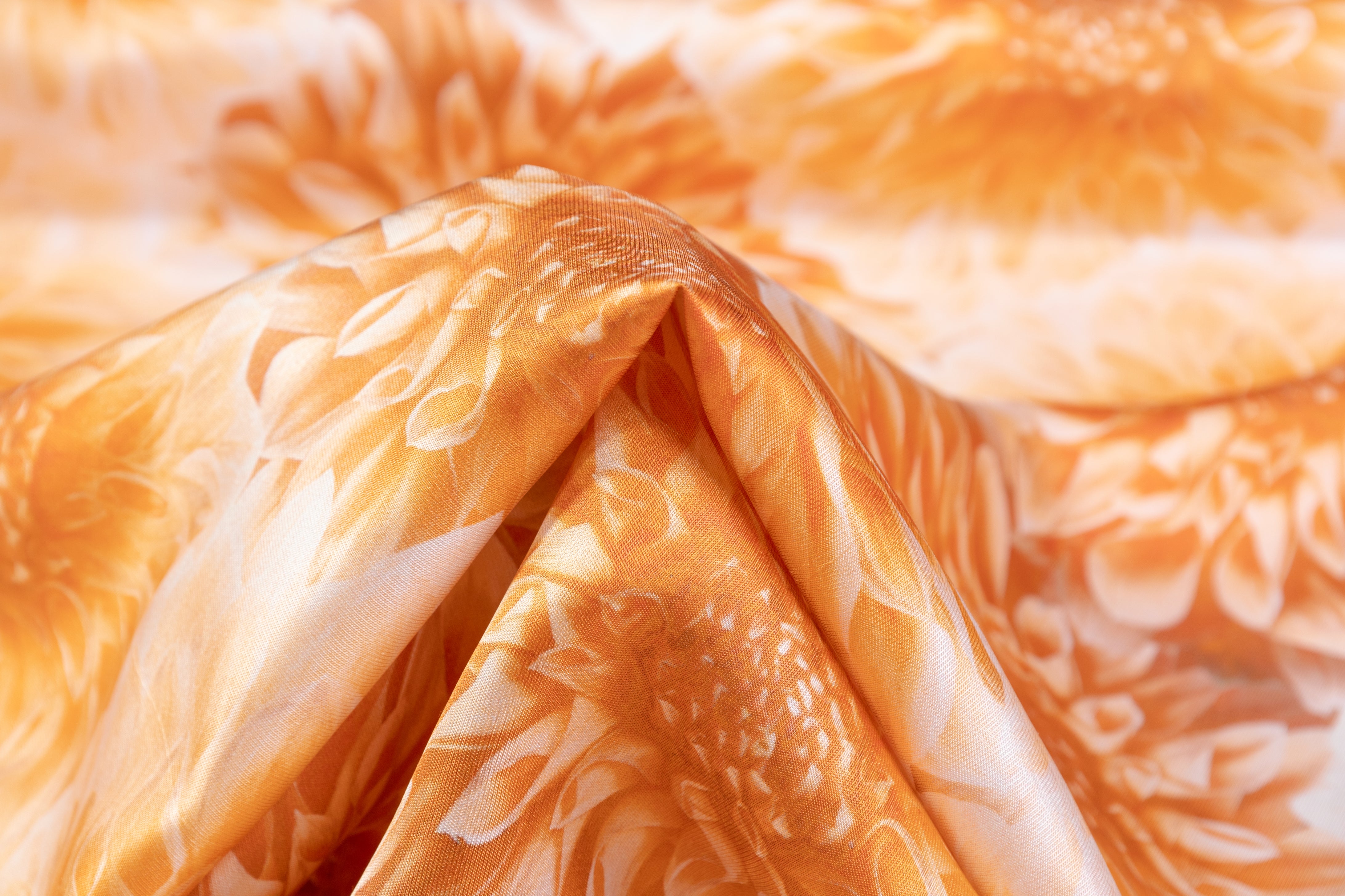 Floral Italian Silk Twill - Orange