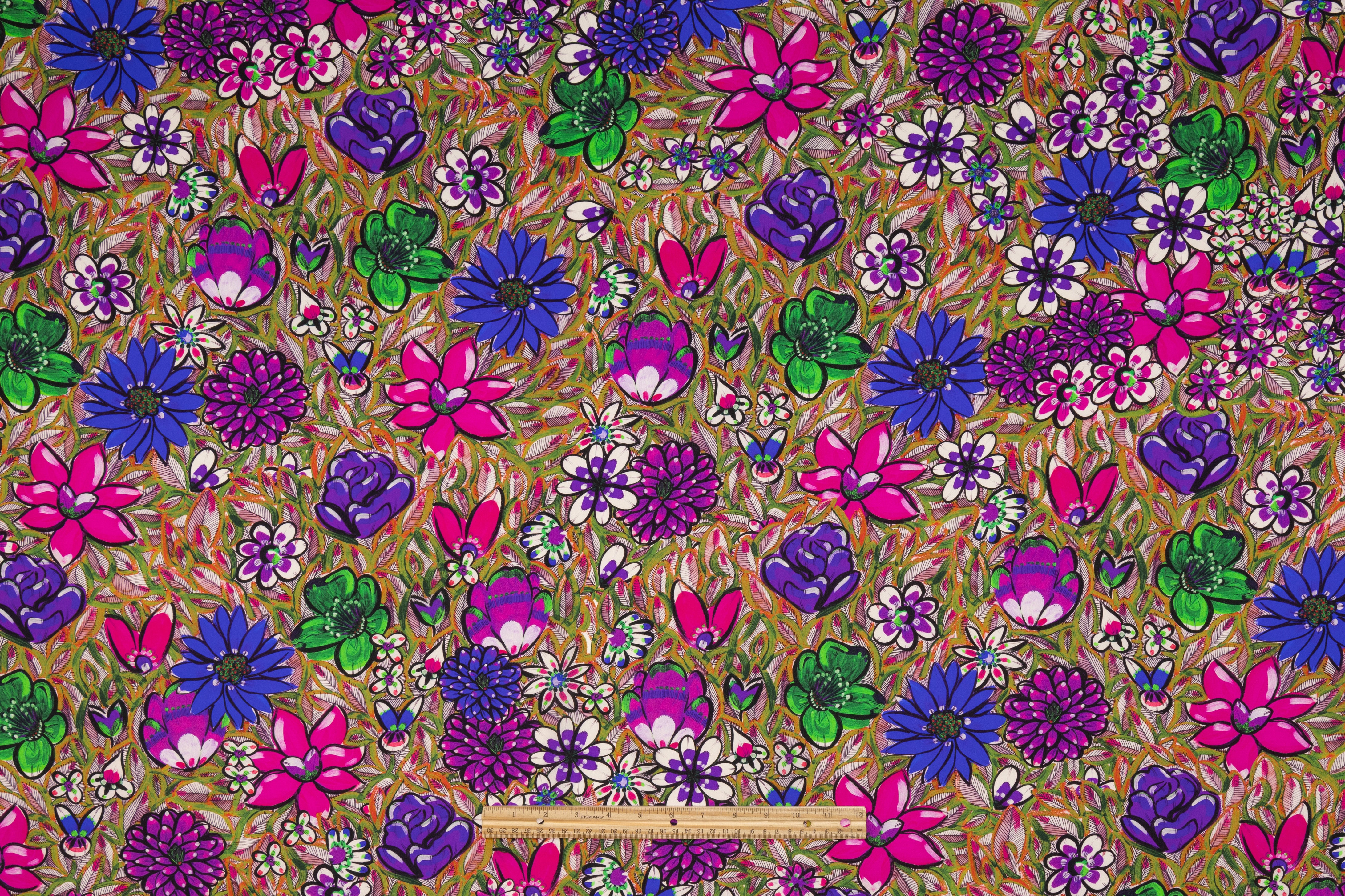 Floral Italian Silk Crepe de Chine - Multicolor
