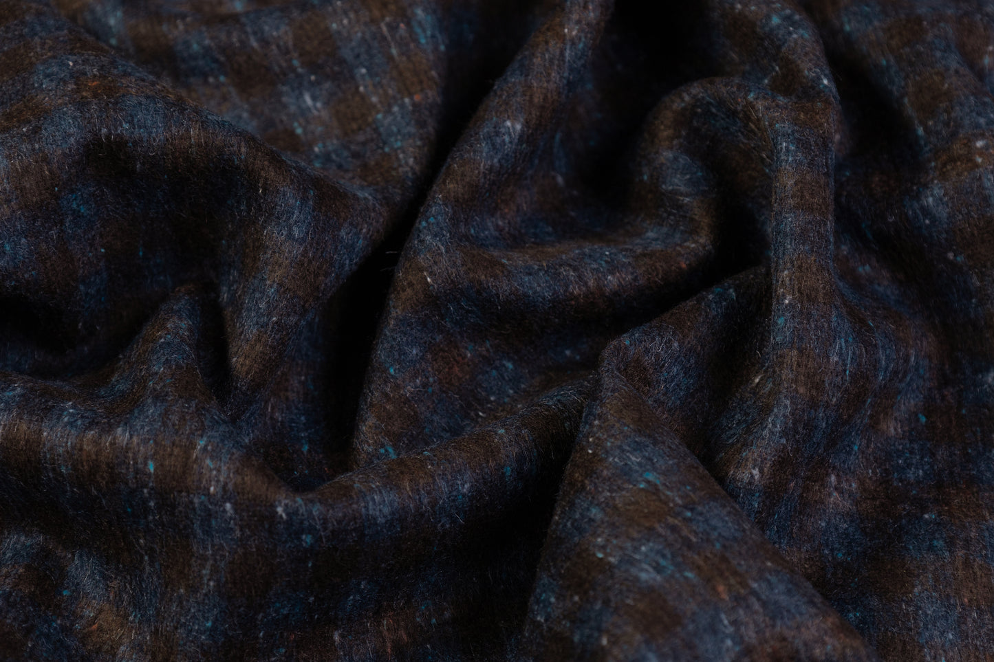 Checked Italian Wool Cashmere Silk - Navy / Brown