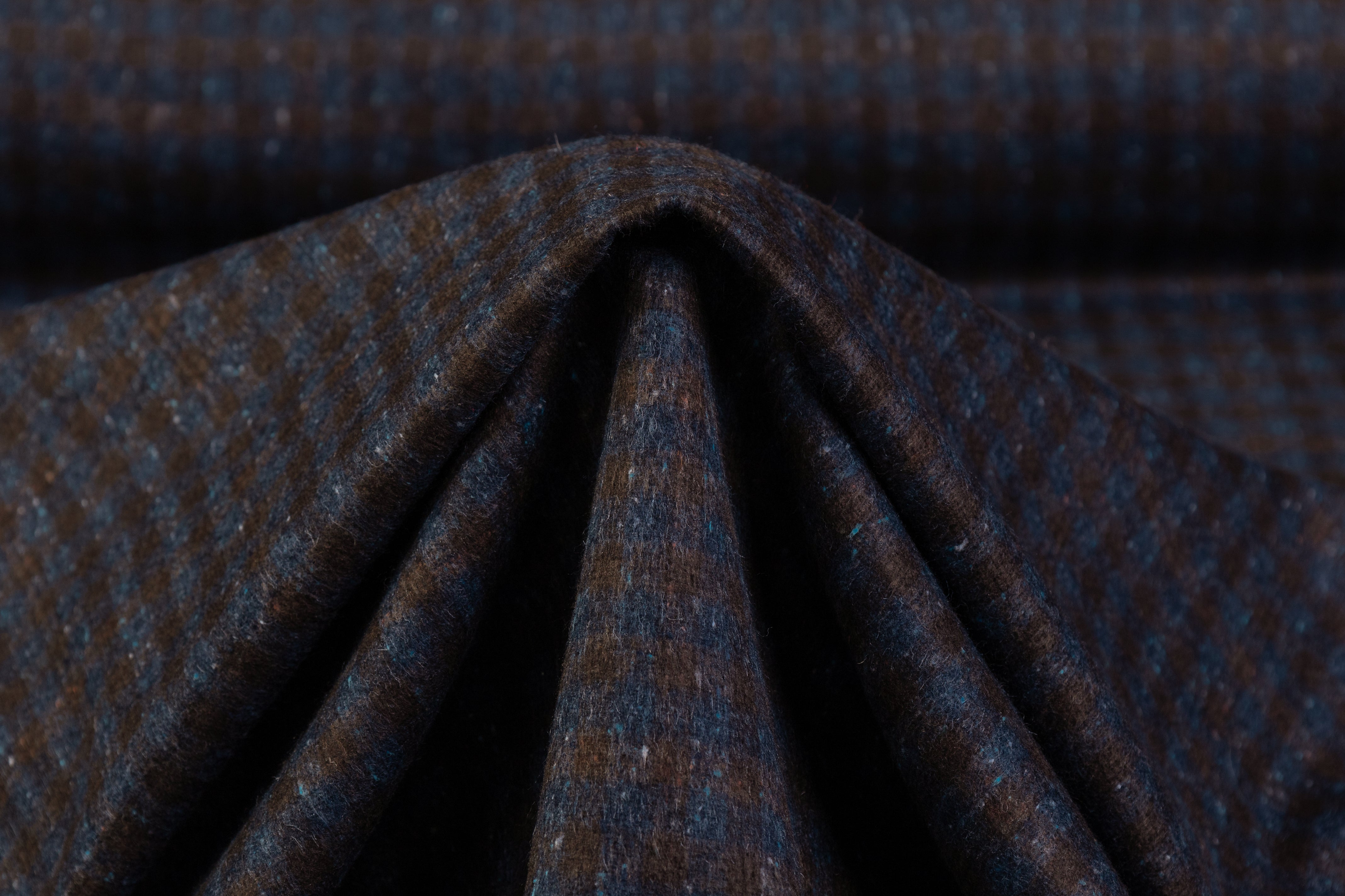 Checked Italian Wool Cashmere Silk - Navy / Brown