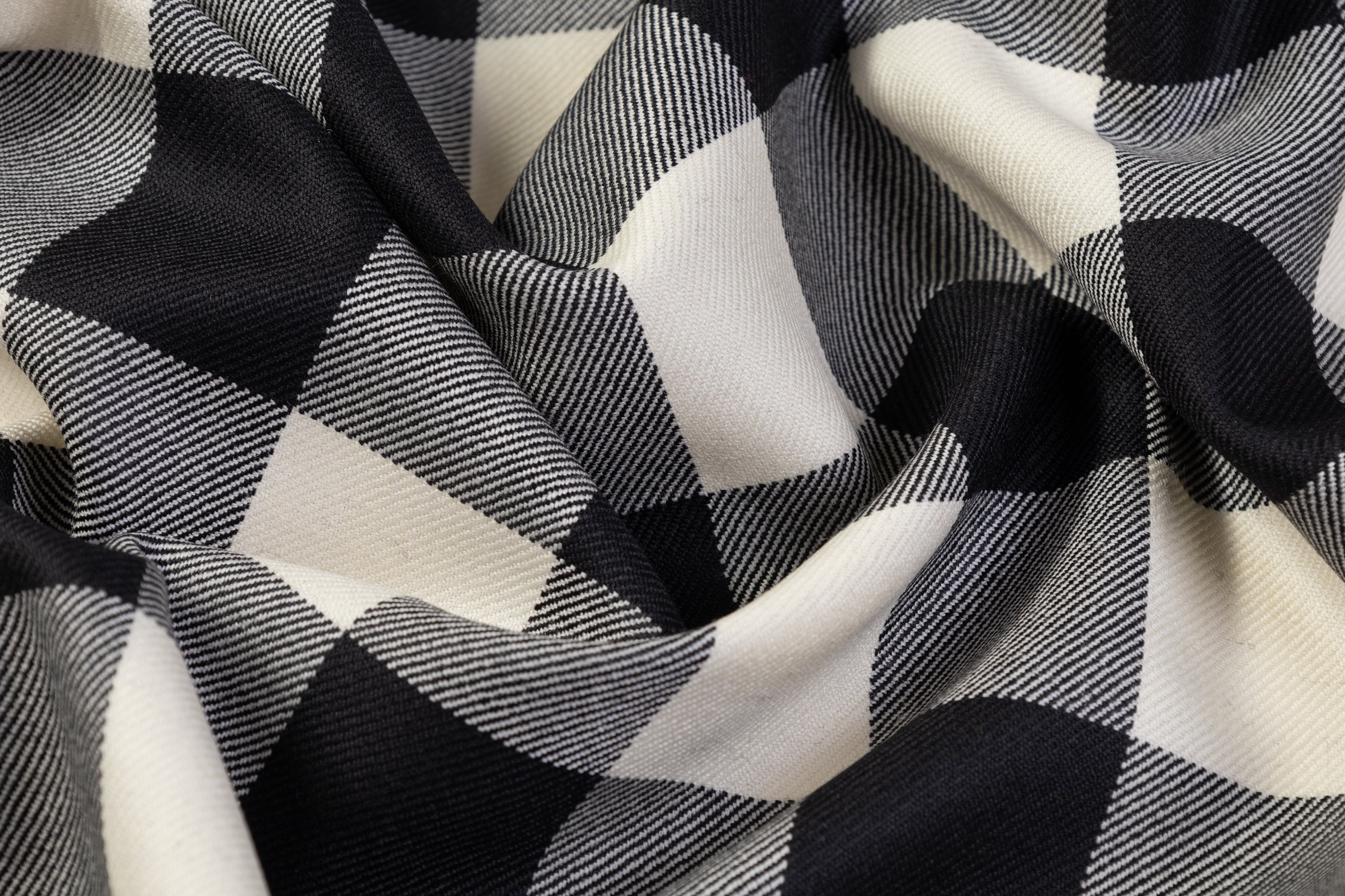 Tartan Italian Wool Suiting - Black / Off White