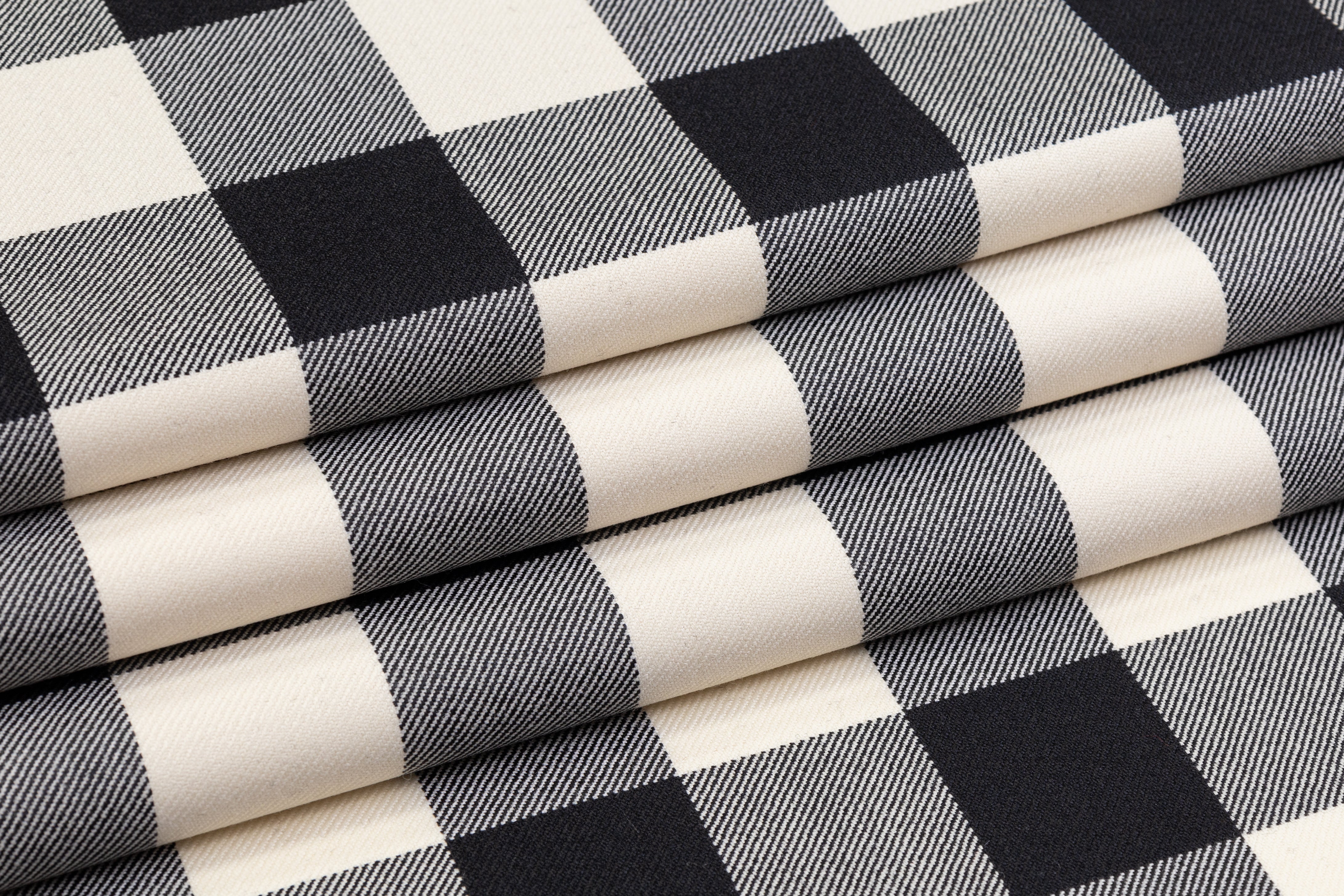 Tartan Italian Wool Suiting - Black / Off White