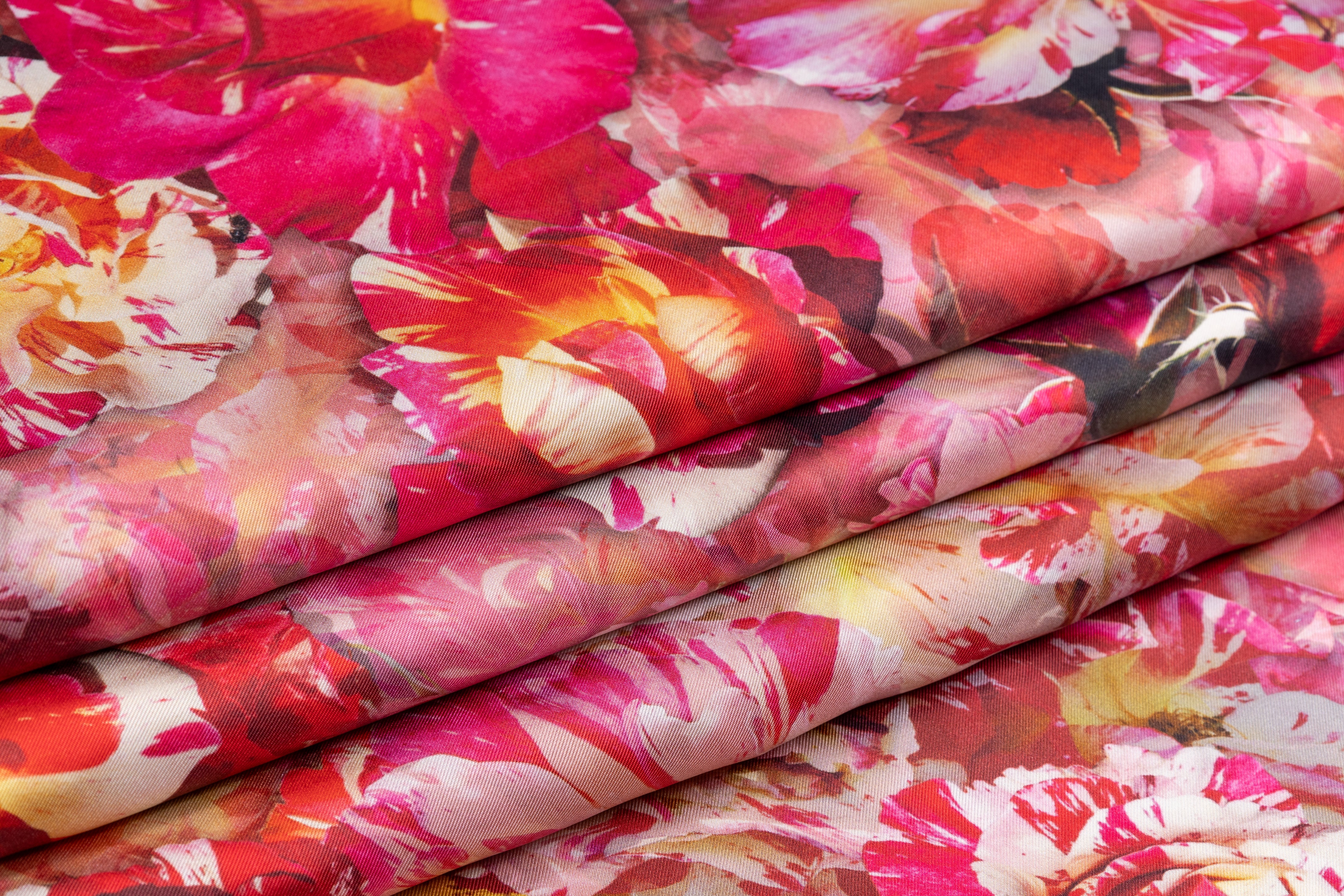Floral Italian Silk Twill - Magenta