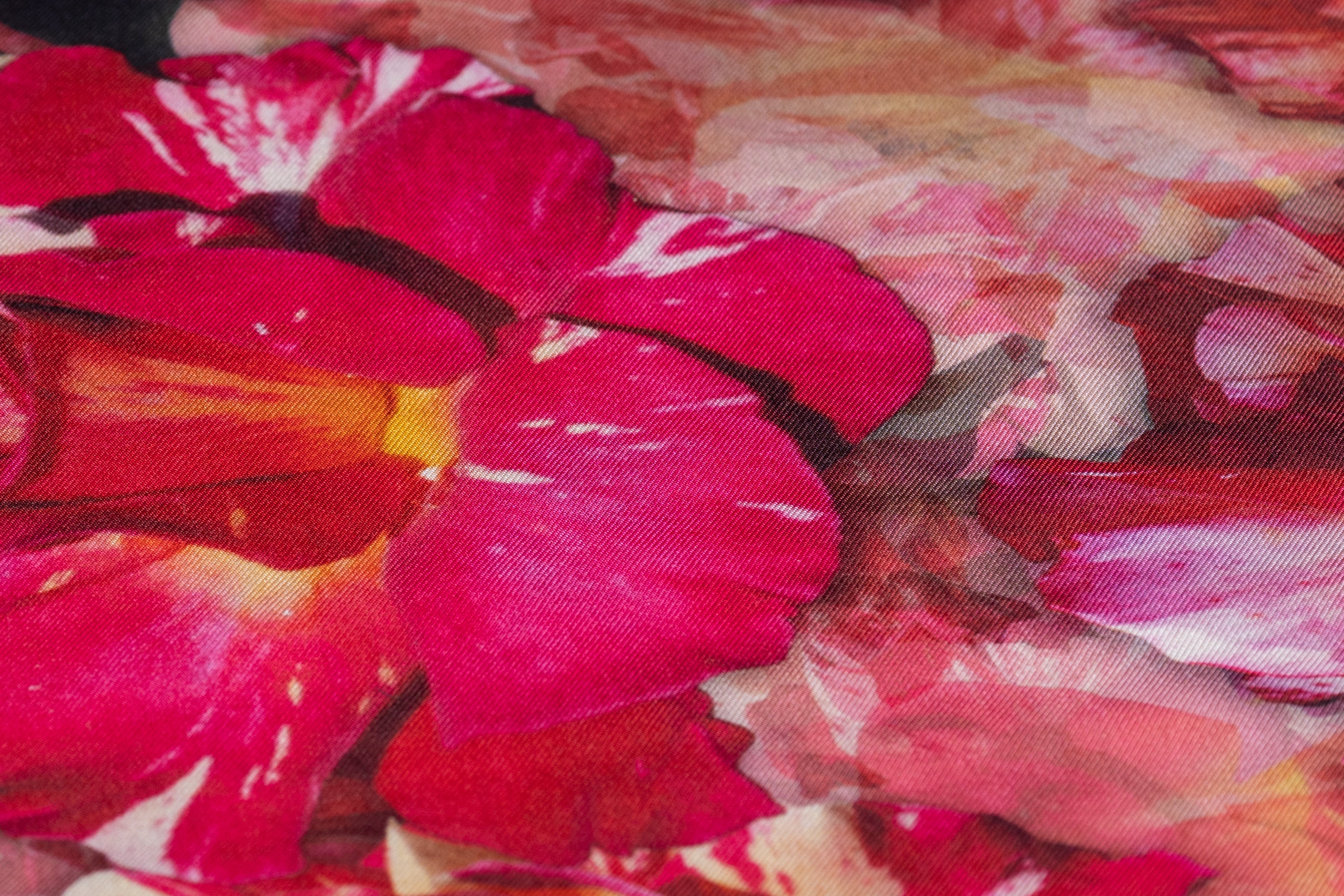 Floral Italian Silk Twill - Magenta