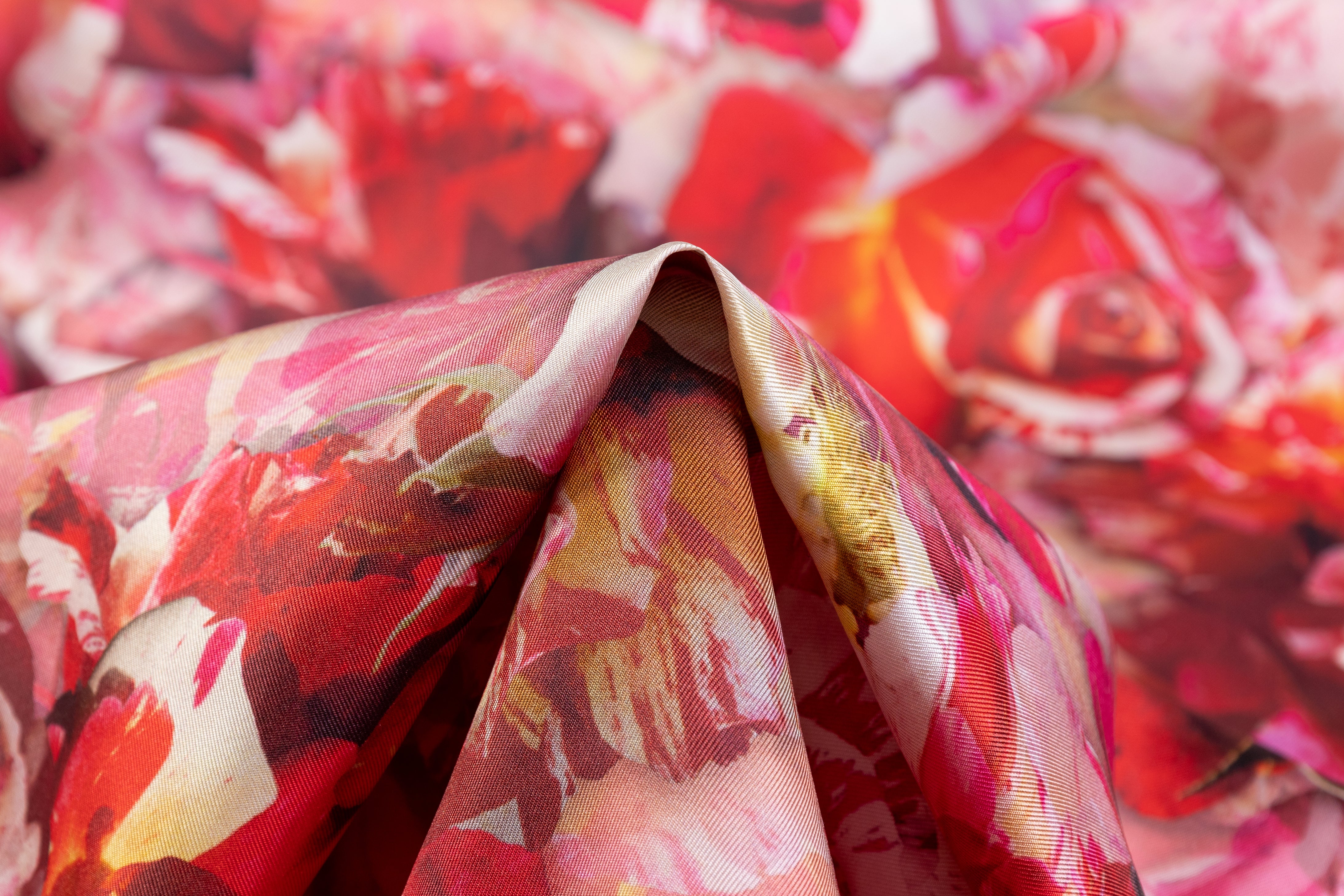 Floral Italian Silk Twill - Magenta