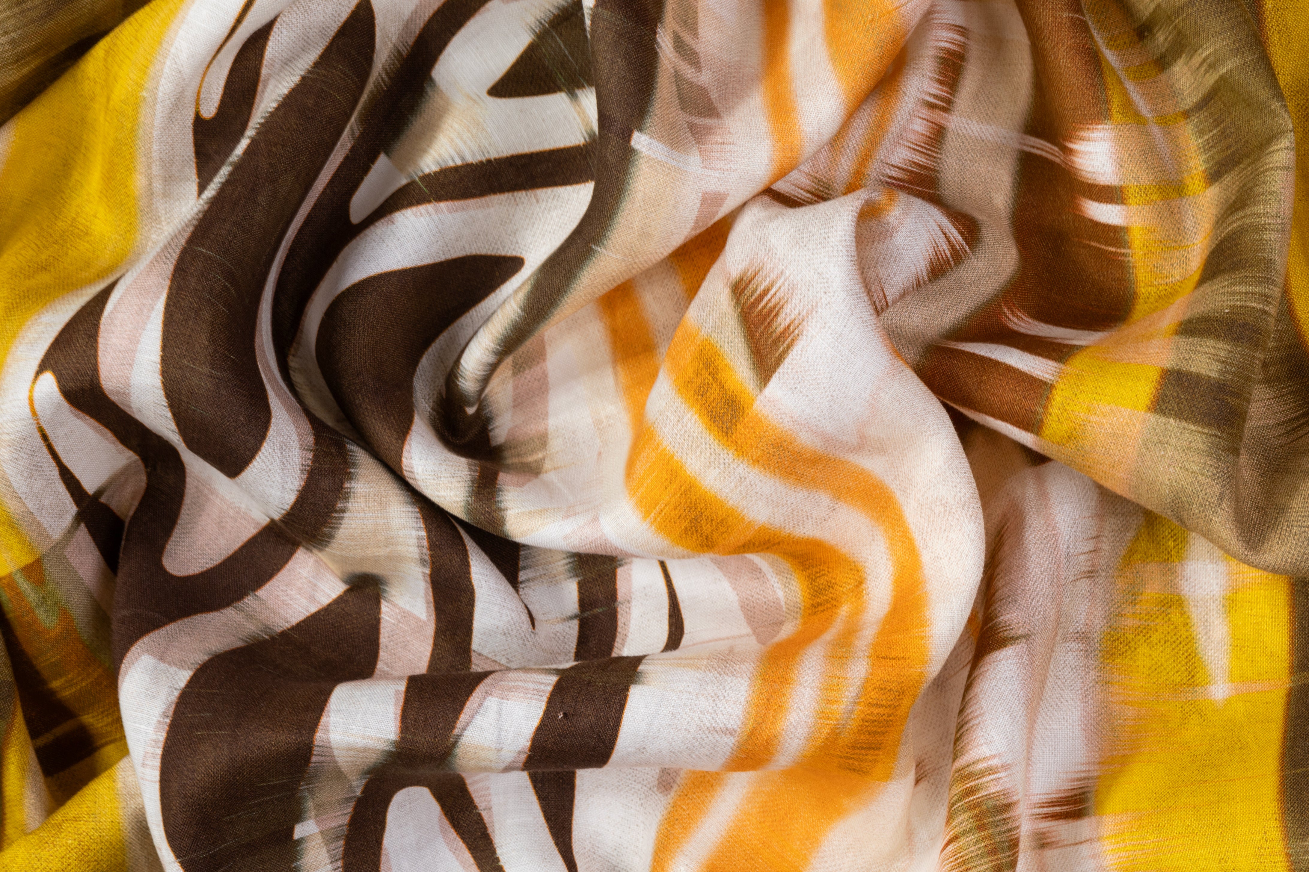 Abstract Italian Linen - Brown / Yellow / Orange