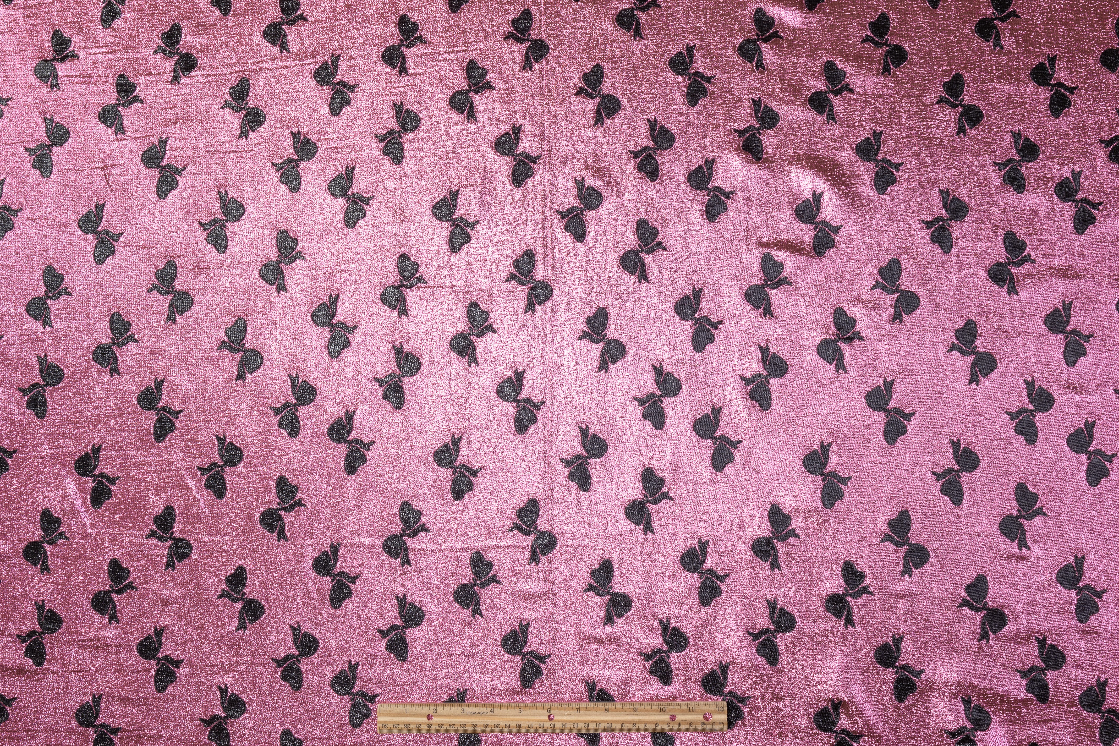 Metallic Italian Silk Jacquard - Pink / Black