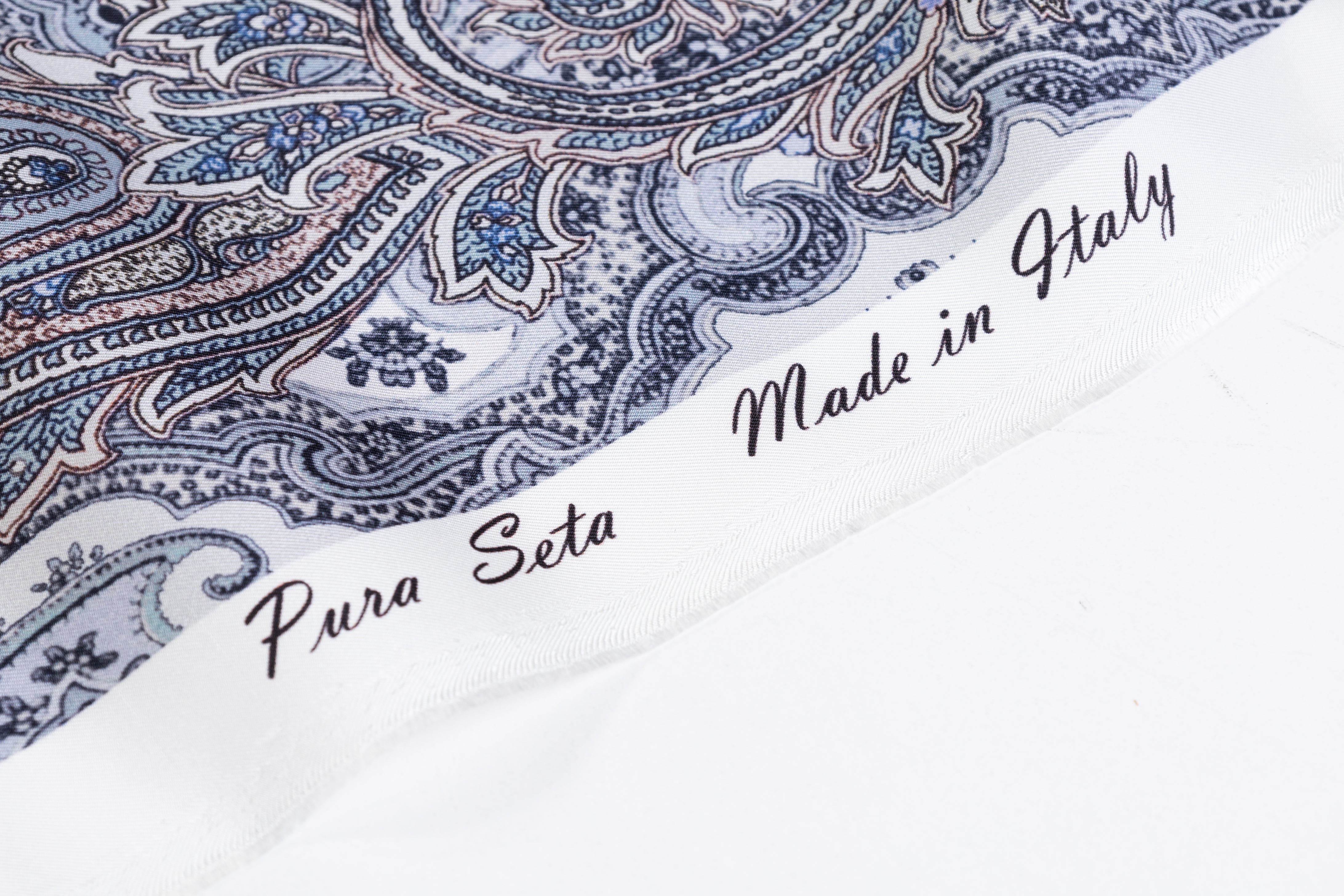 Paisley Italian Silk Twill - Blue Gray