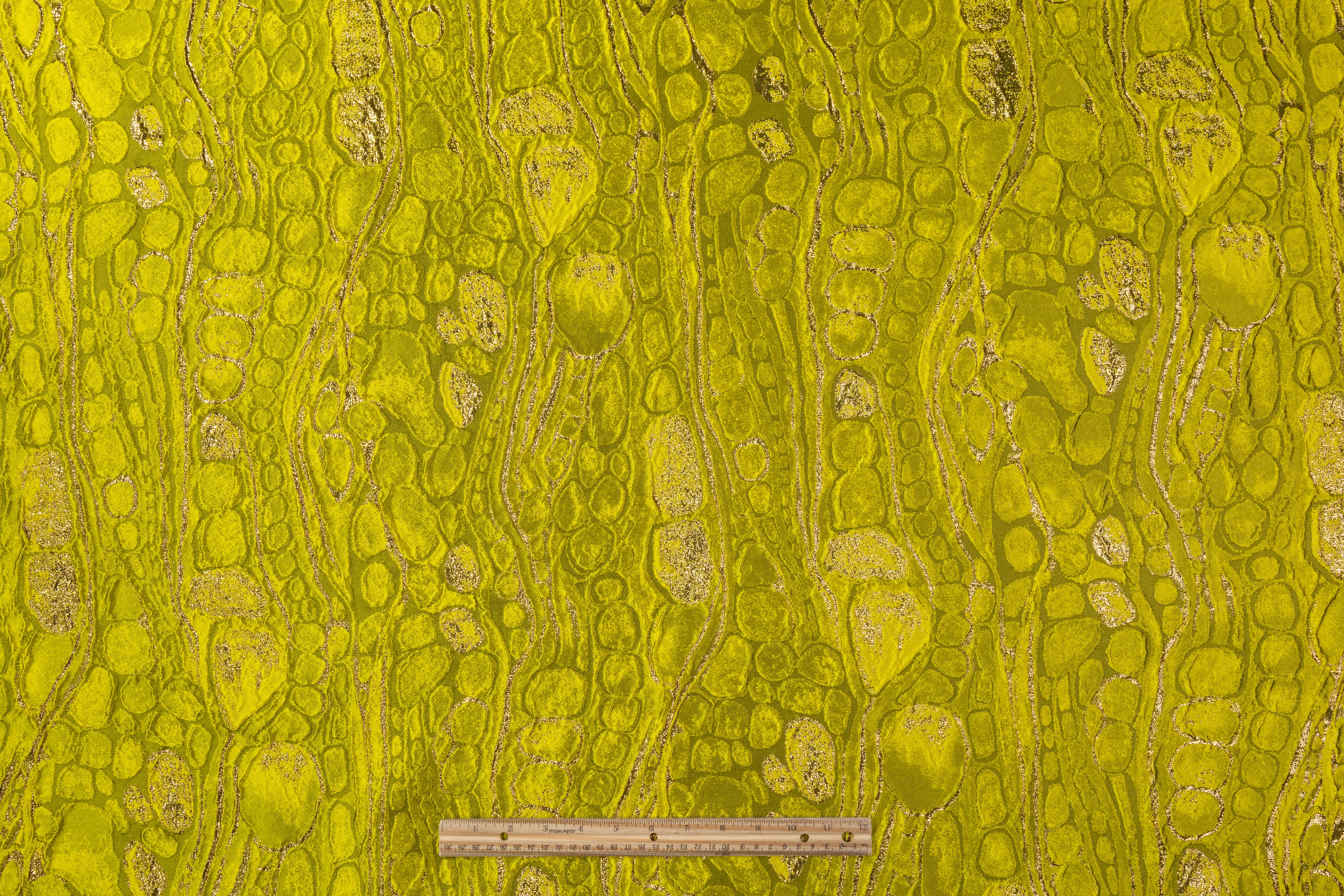 Abstract Metallic Italian Cloqué Brocade - Yellow