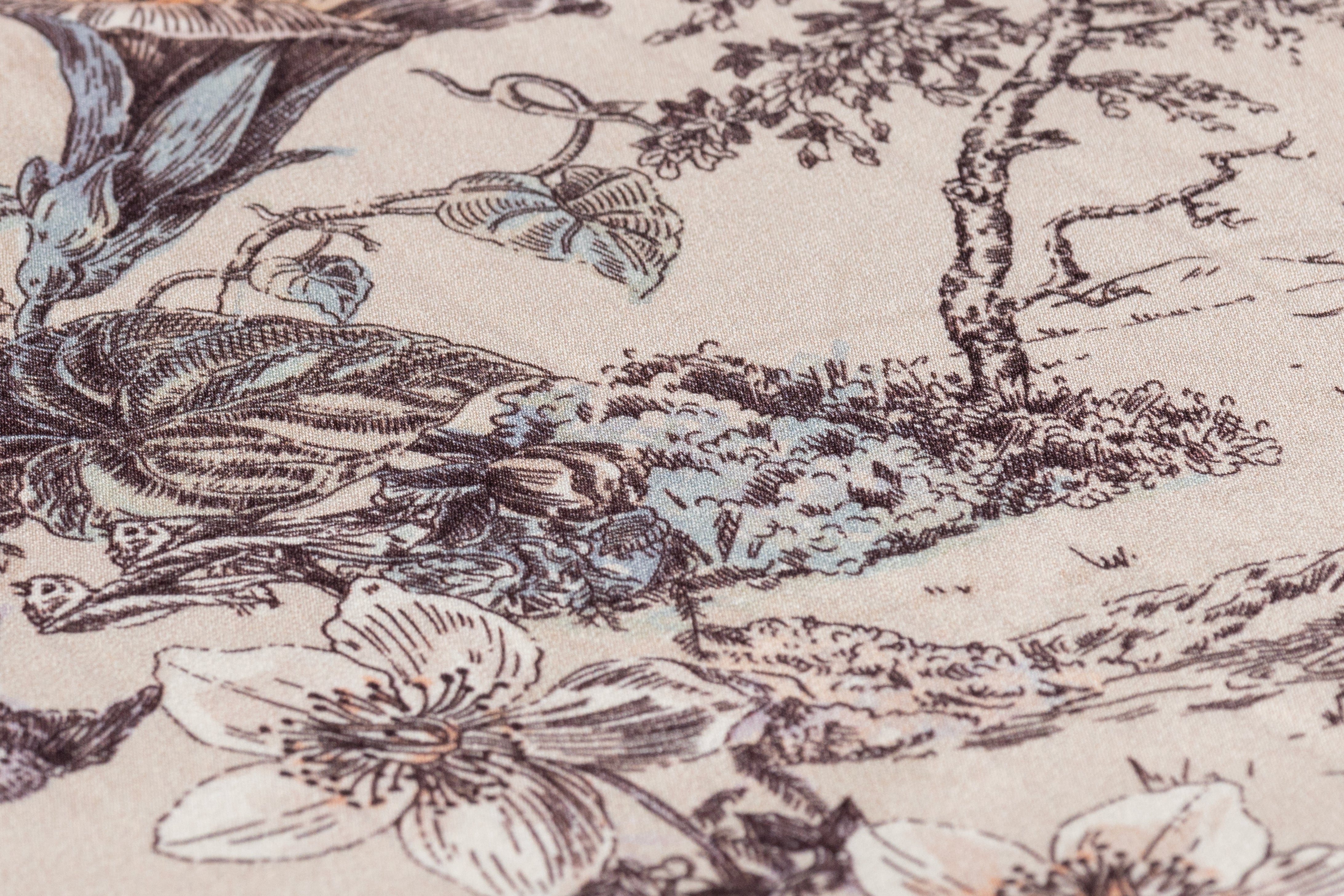 Luigi Verga - Floral Italian Silk Viscose Crepe Back Satin - Taupe