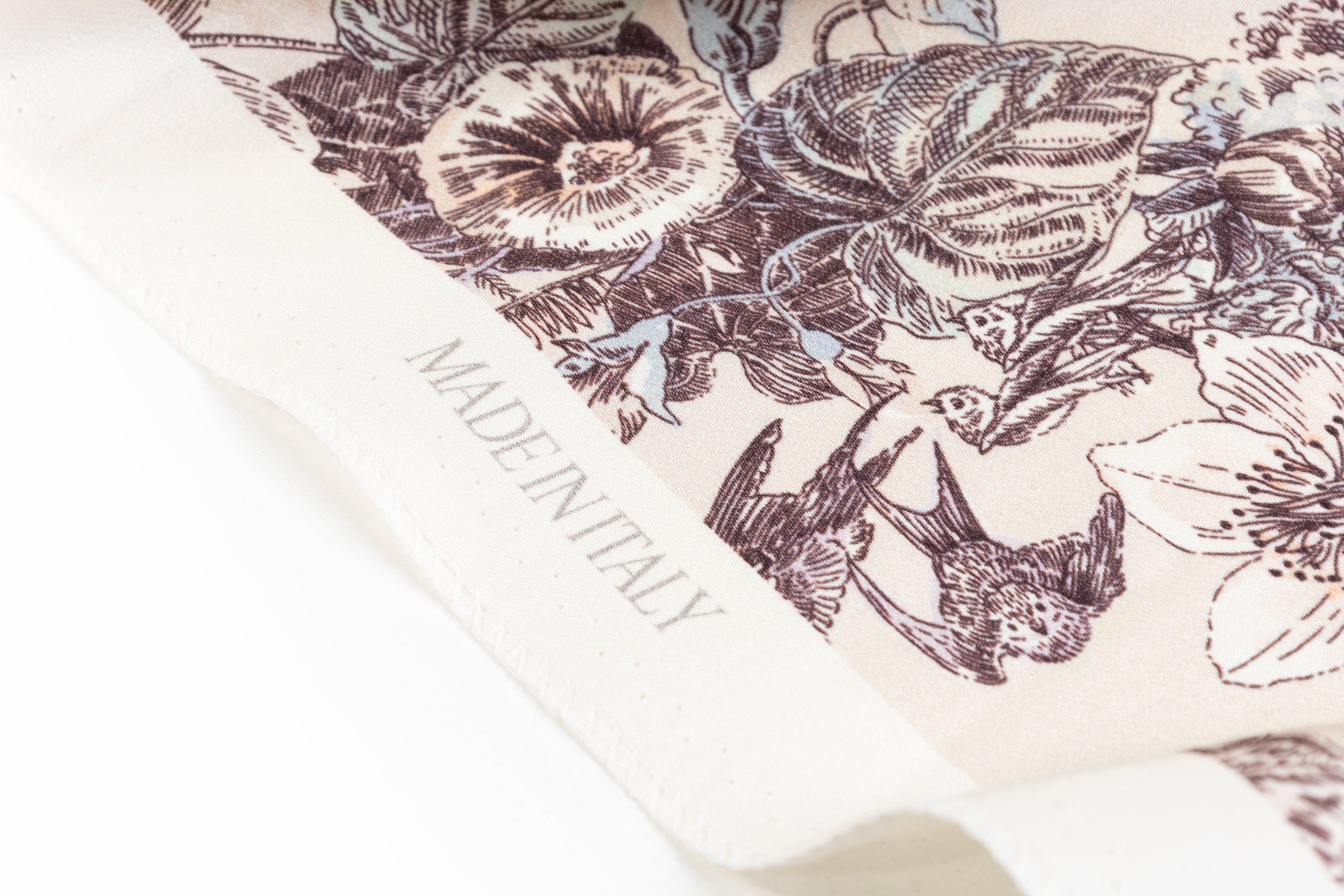 Luigi Verga - Floral Italian Silk Viscose Crepe Back Satin - Taupe