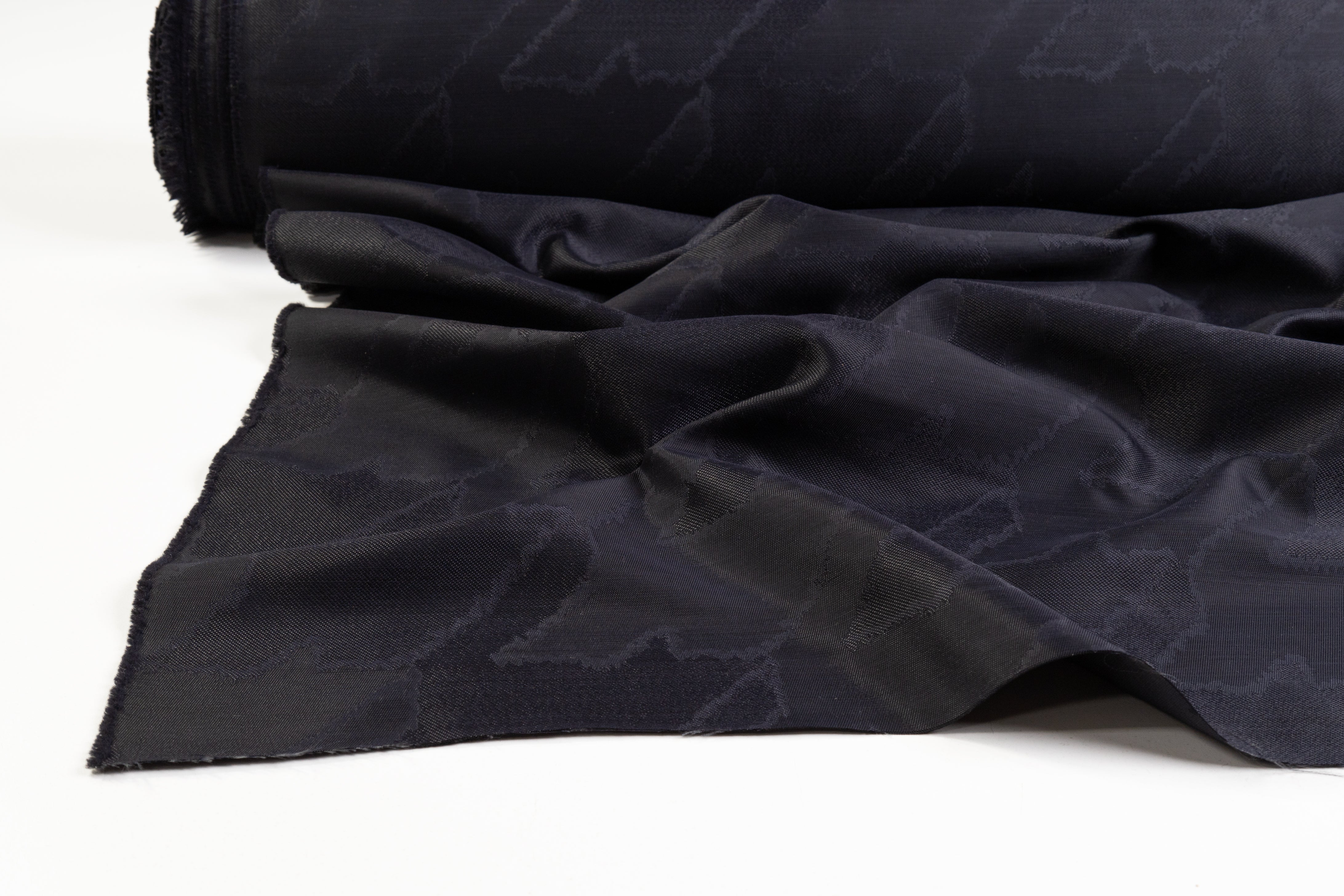 Houndstooth Italian Wool Blend Brocade - Black