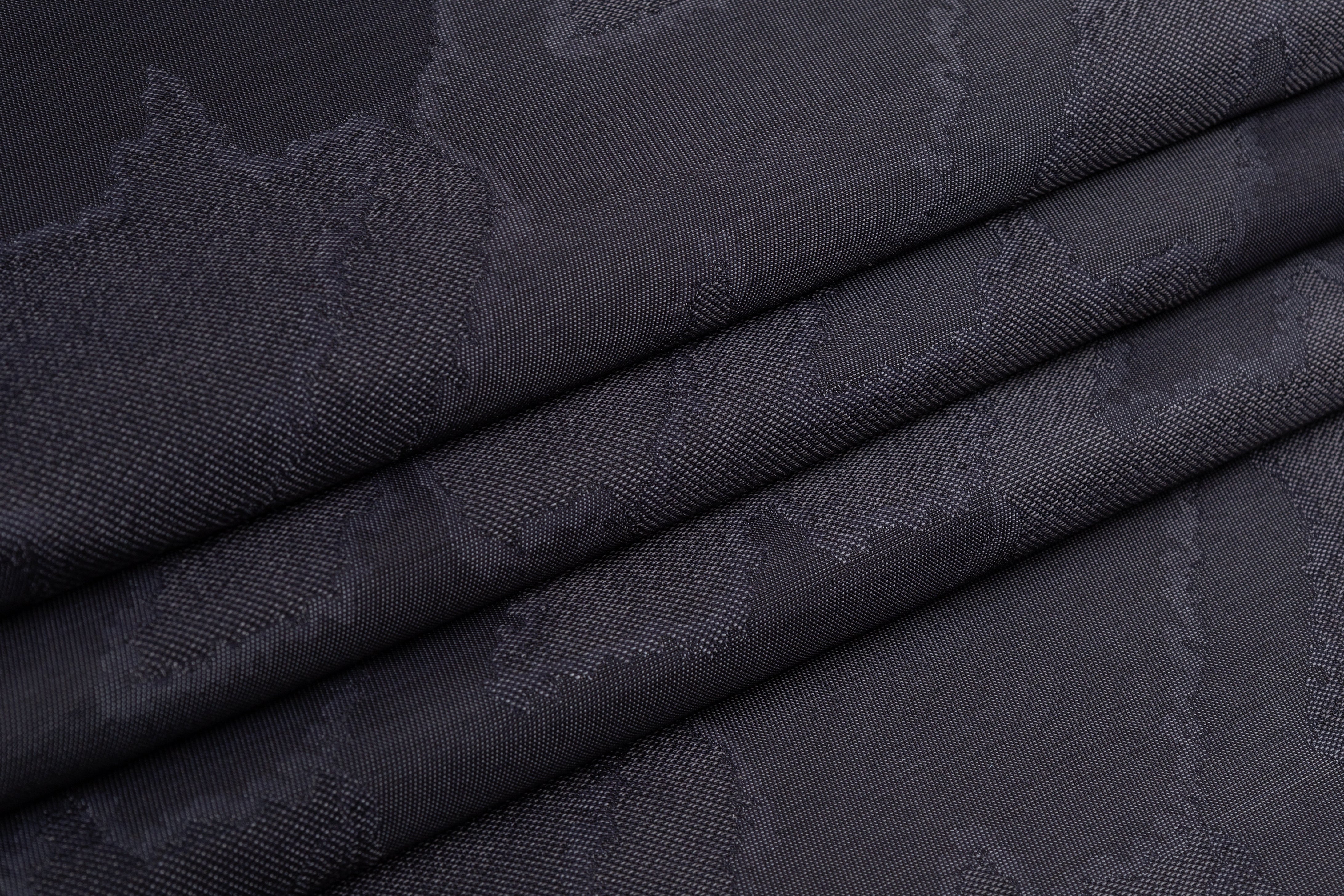 Houndstooth Italian Wool Blend Brocade - Black